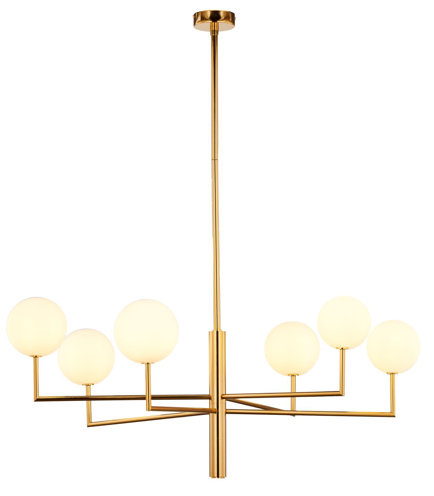 Große Deckenlampe in Gold Weiß Glas Messing G9 L:104 cm