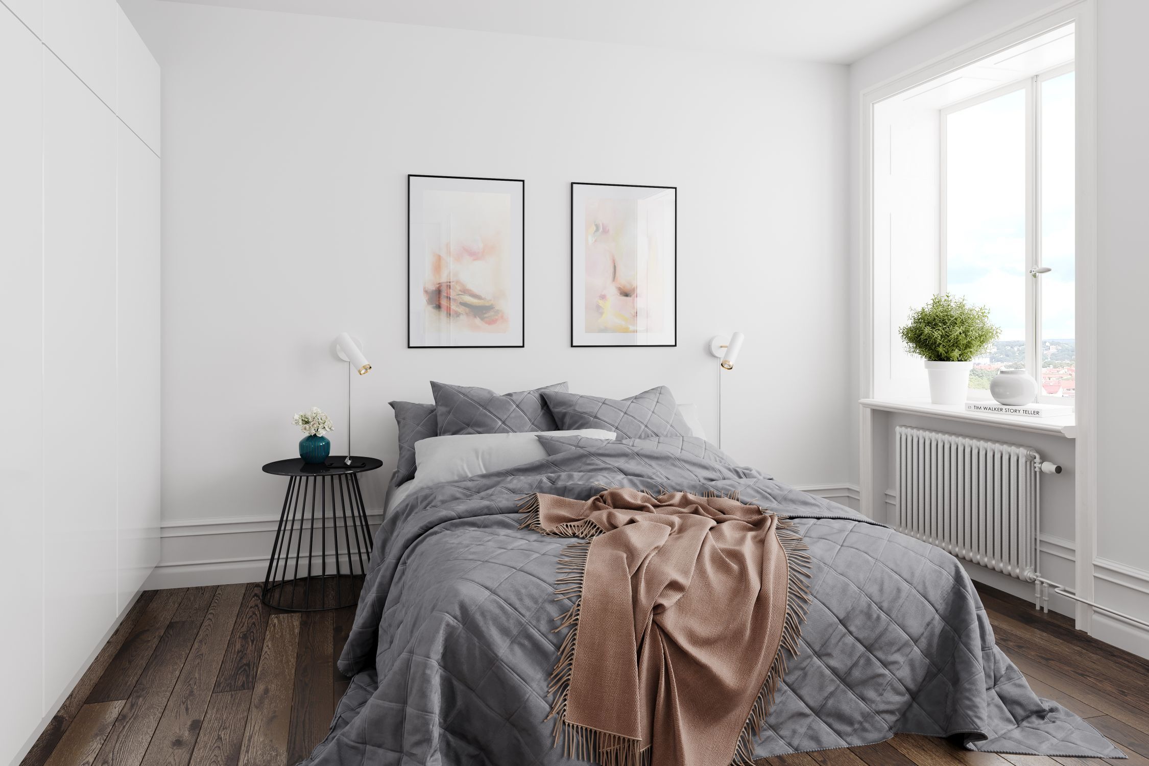 Wandleuchte mit Kabel Schalter Weiß Gold GU10 verstellbar Drinnen, Innenarchitektur, Mobiliar, Bett, Schlafzimmer