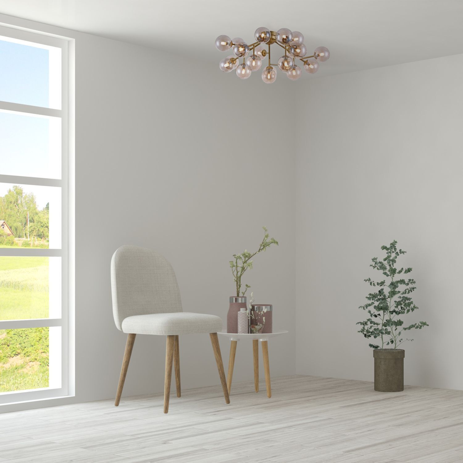 Deckenleuchte Metall Rauchglas G9 B: 75 cm Kugelschirm Lampe, Drinnen, Innenarchitektur, Kronleuchter, Inneneinrichtung