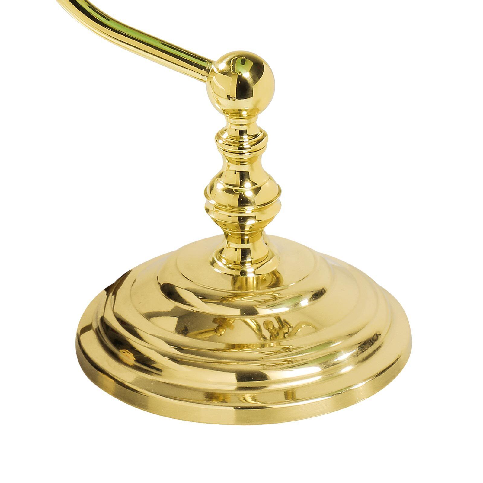 Bankerlampe Grün Messing massiv Glas 29 cm hoch schwenkbar Rauchrohr