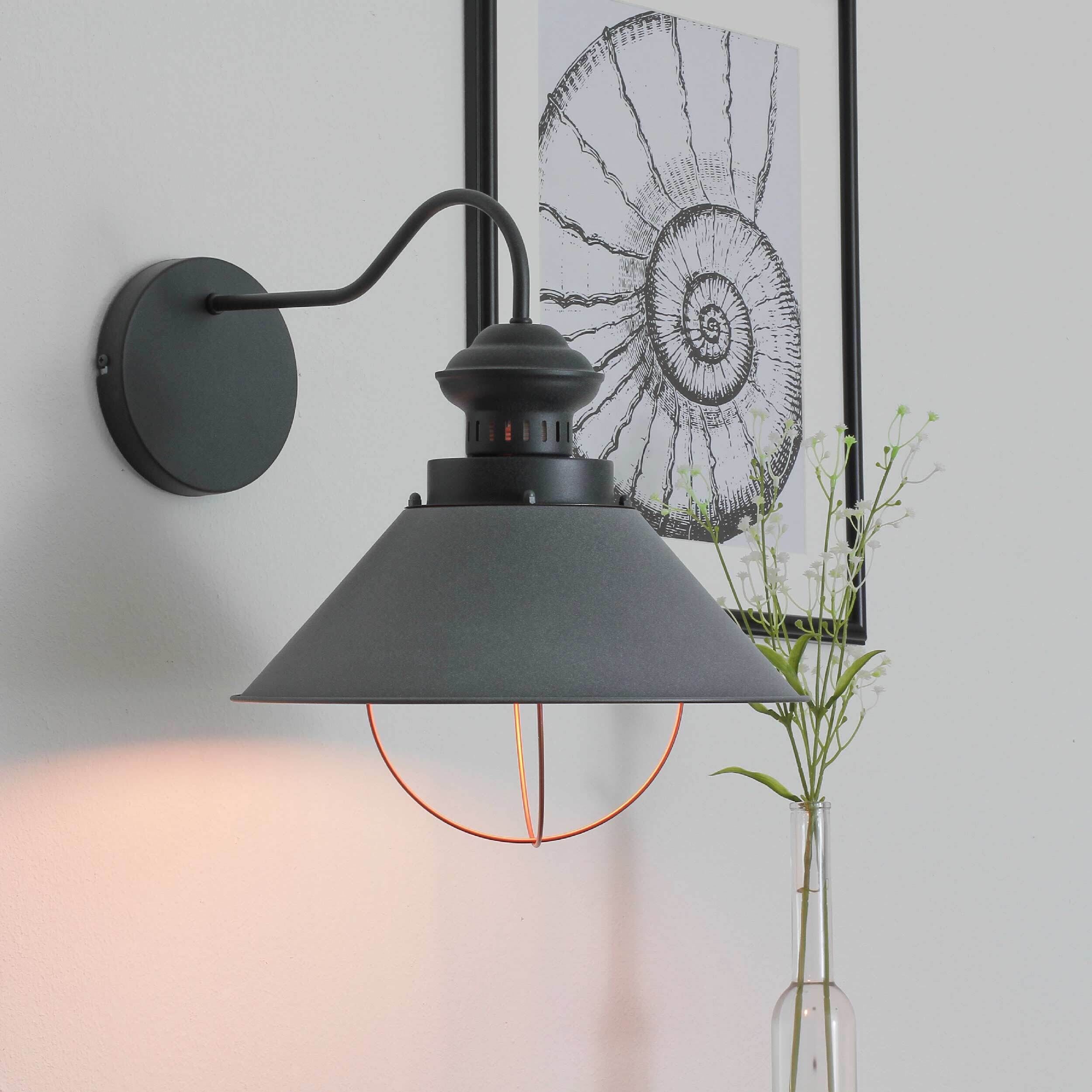 Wandlampe innen Grau Kupfer E27 Industrie Design