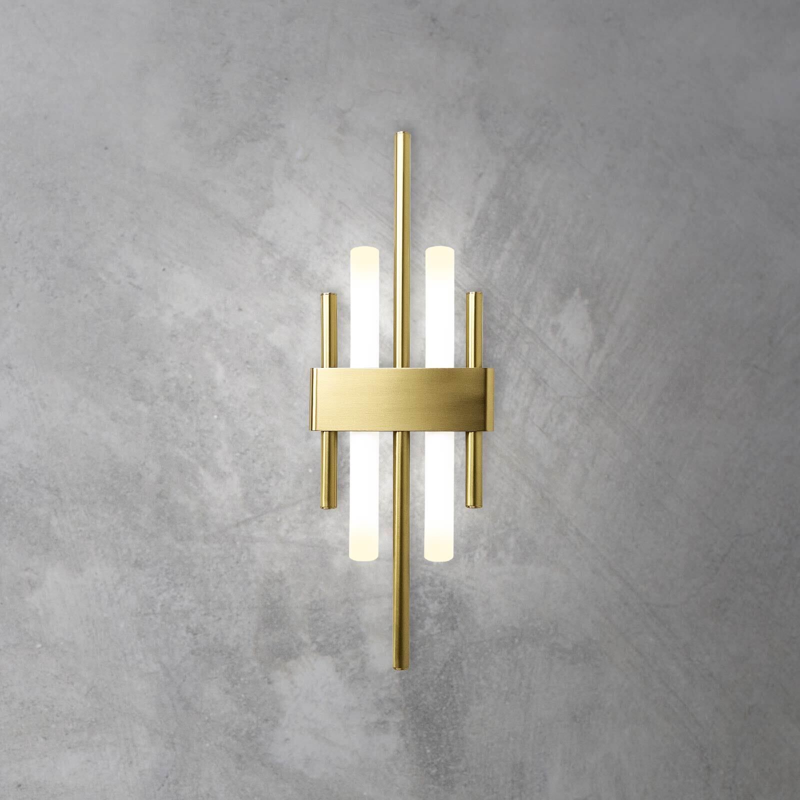 Wandleuchte Messing Art Déco für 2x S14d H: 50,5 cm