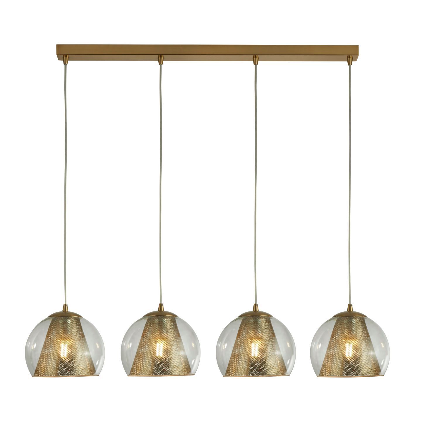 Pendelleuchte Glas Metall B: 84 cm in Messing Klar MARIAH