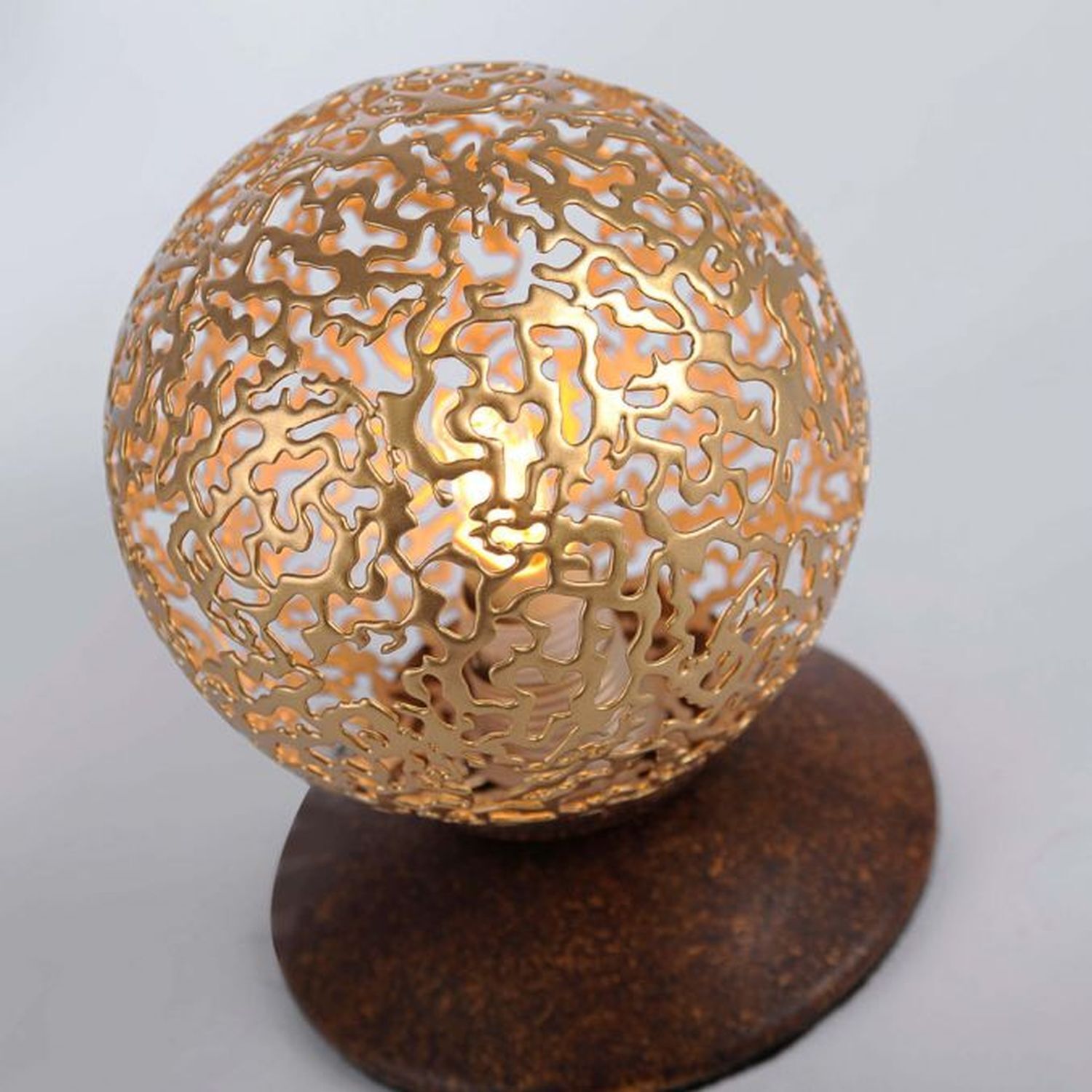 Landhaus Tischlampe Metall Rostbraun Gold 12,5 cm G9 Sphäre, Lampe, Ei, Essen