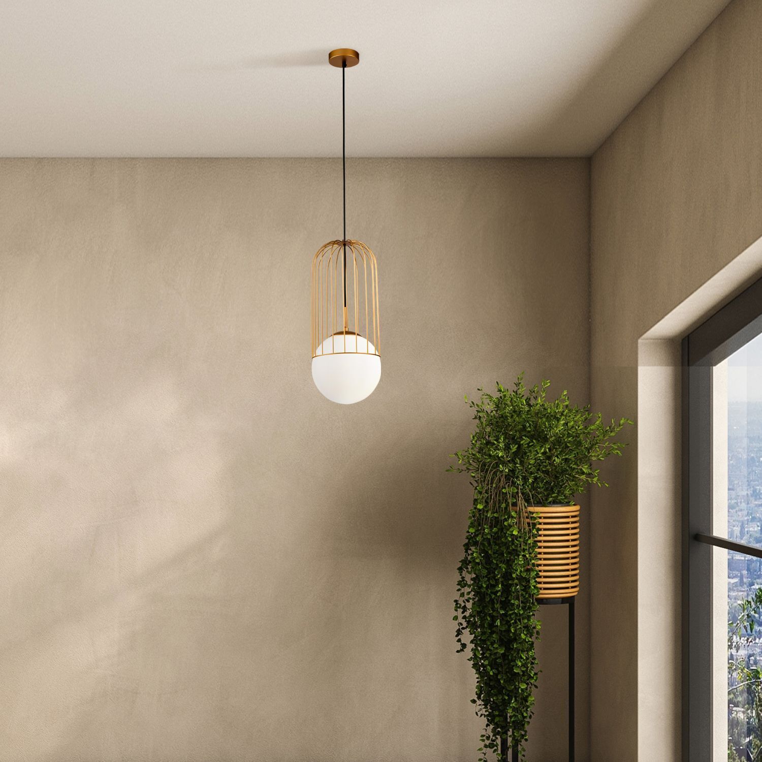 Pendelleuchte Metall Glas Ø 20 cm H: max. 176 cm E27