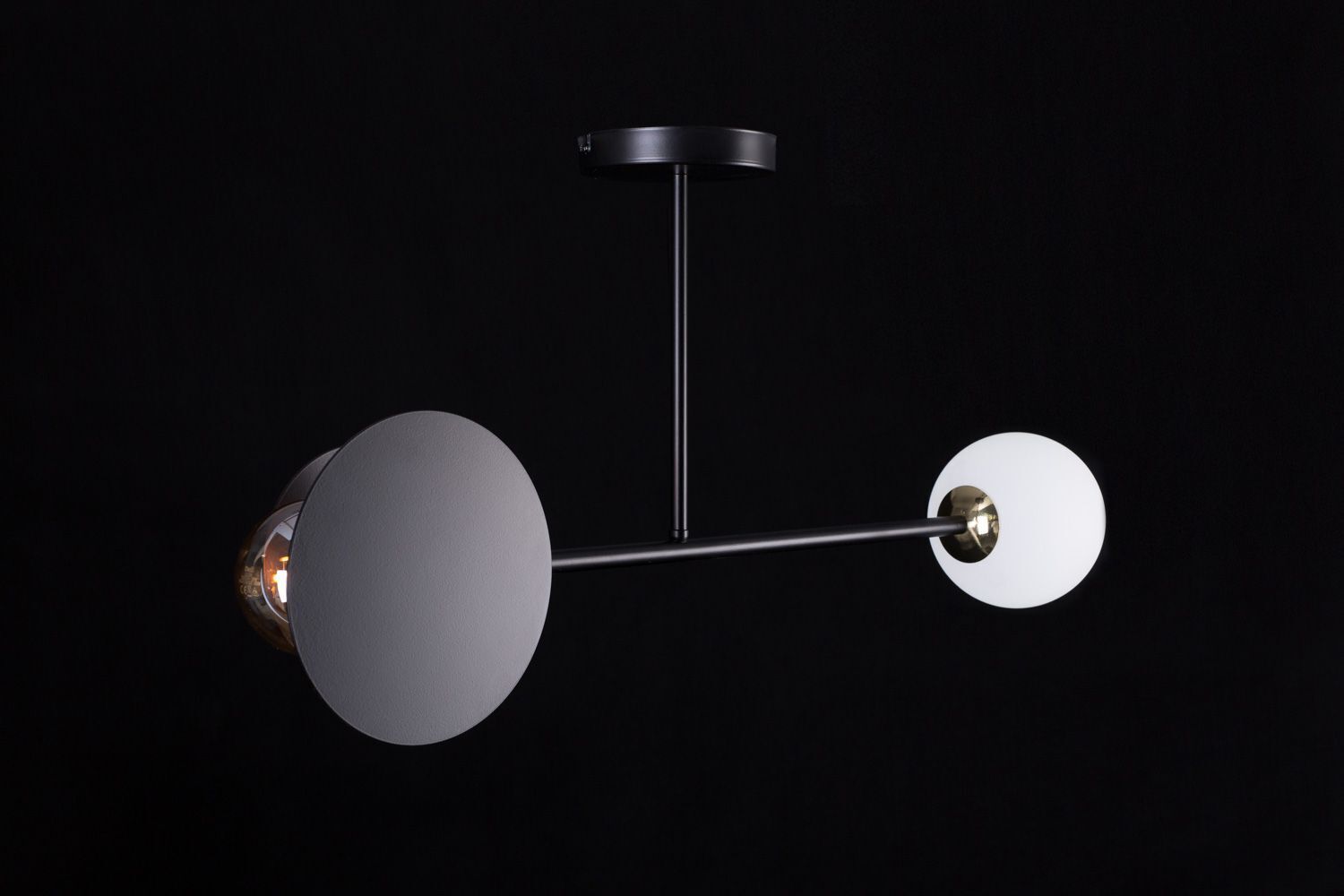 Deckenleuchte Schwarz Weiß Metall Glas 80 cm lang 2x