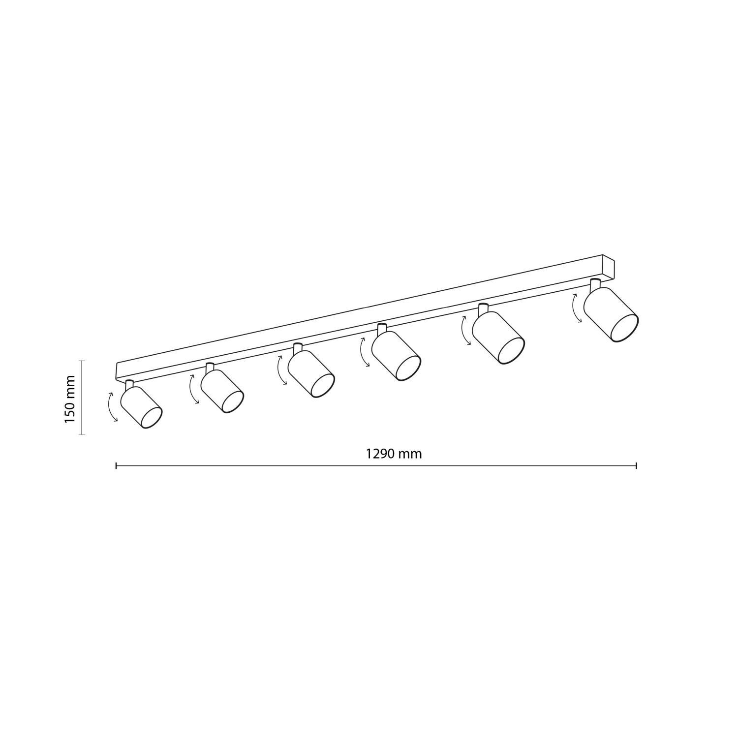 Deckenspot 127 cm lang 6-flammig Metall Braun GU10