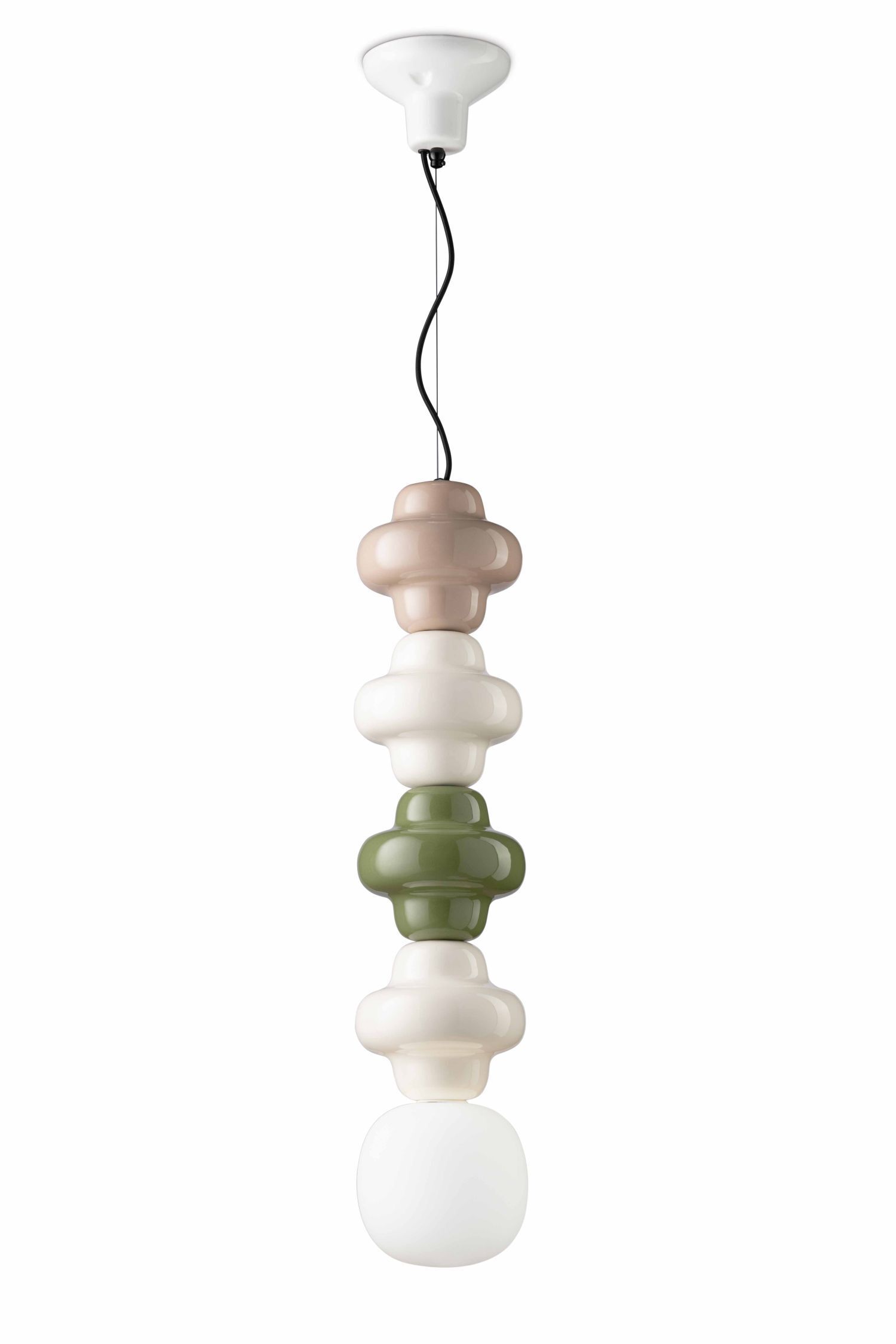 Hängelampe Keramik Glas E14 Bunt Weiß Retro Design
