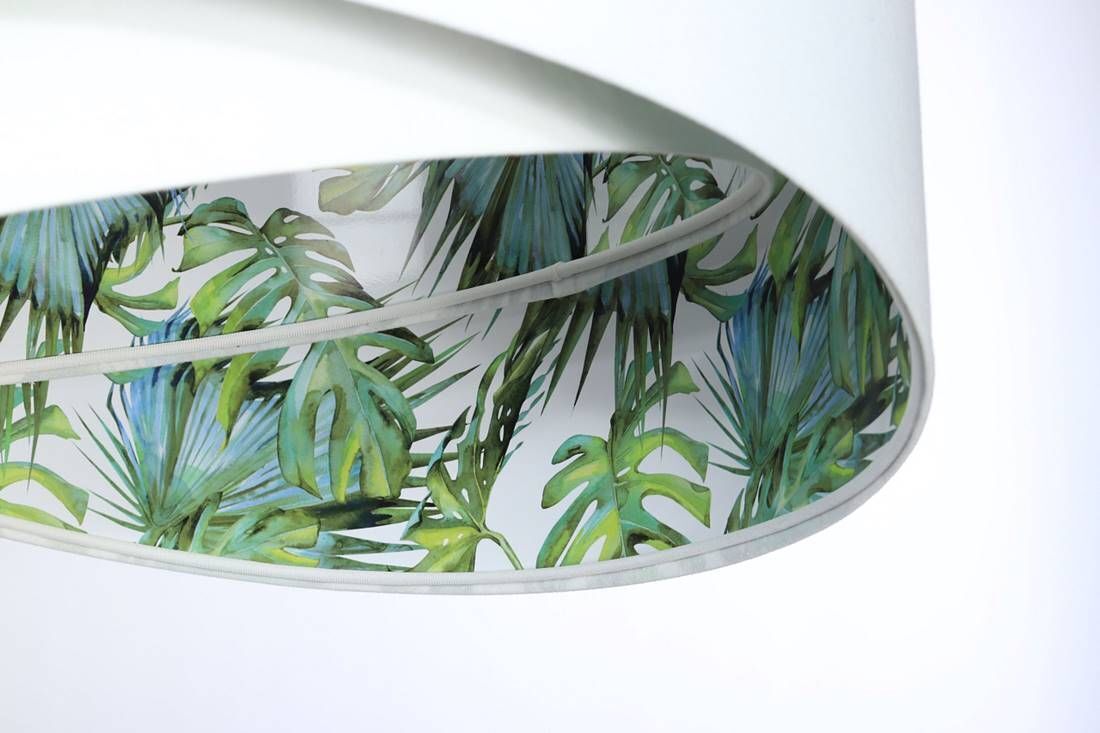 Pendelleuchte Weiß Grün Tropical Ø 50 cm E27 verstellbar