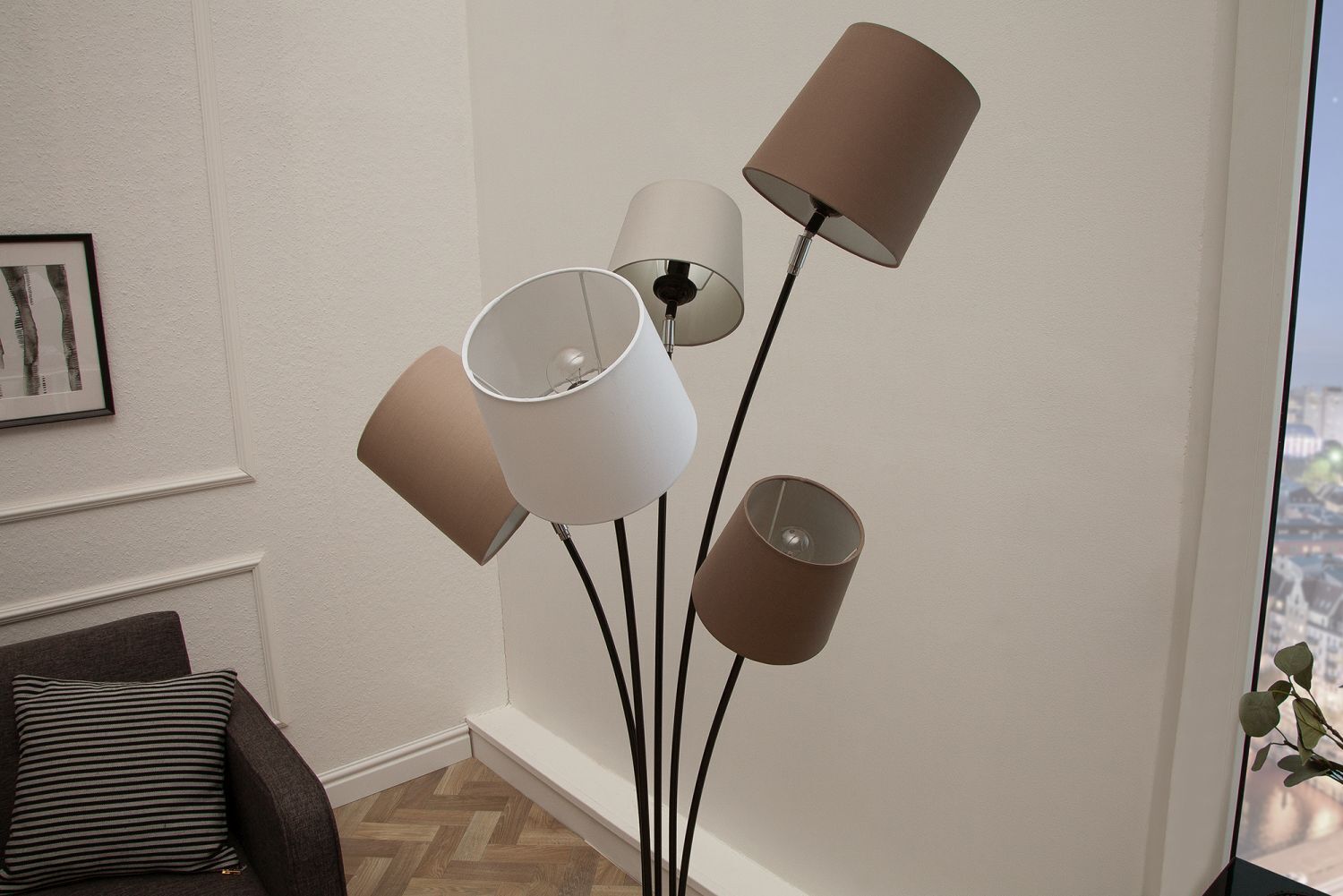 Wohnzimmer Stehlampe Modern Weiß Braun Beige LEVELS Lampe, Stehlampe