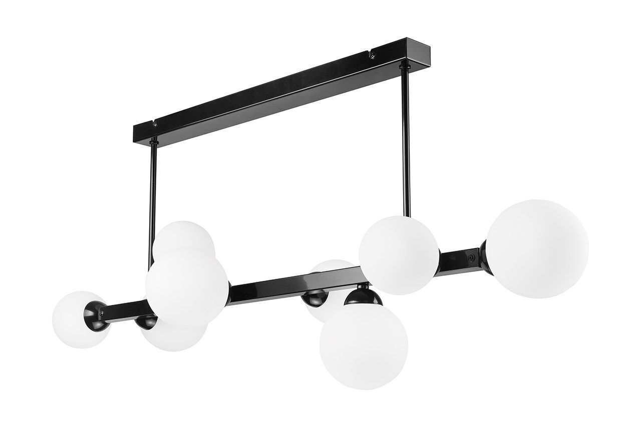 Deckenlampe Glas Metall Kugelschirme Schwarz Weiß 102 cm lang