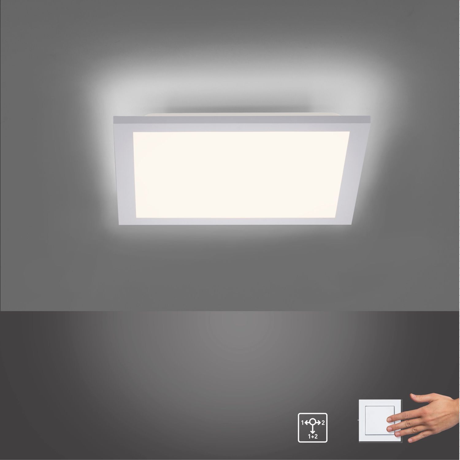 Weiße LED Deckenleuchte flach blendarm B:29,5 cm 3000 K Deckenleuchte