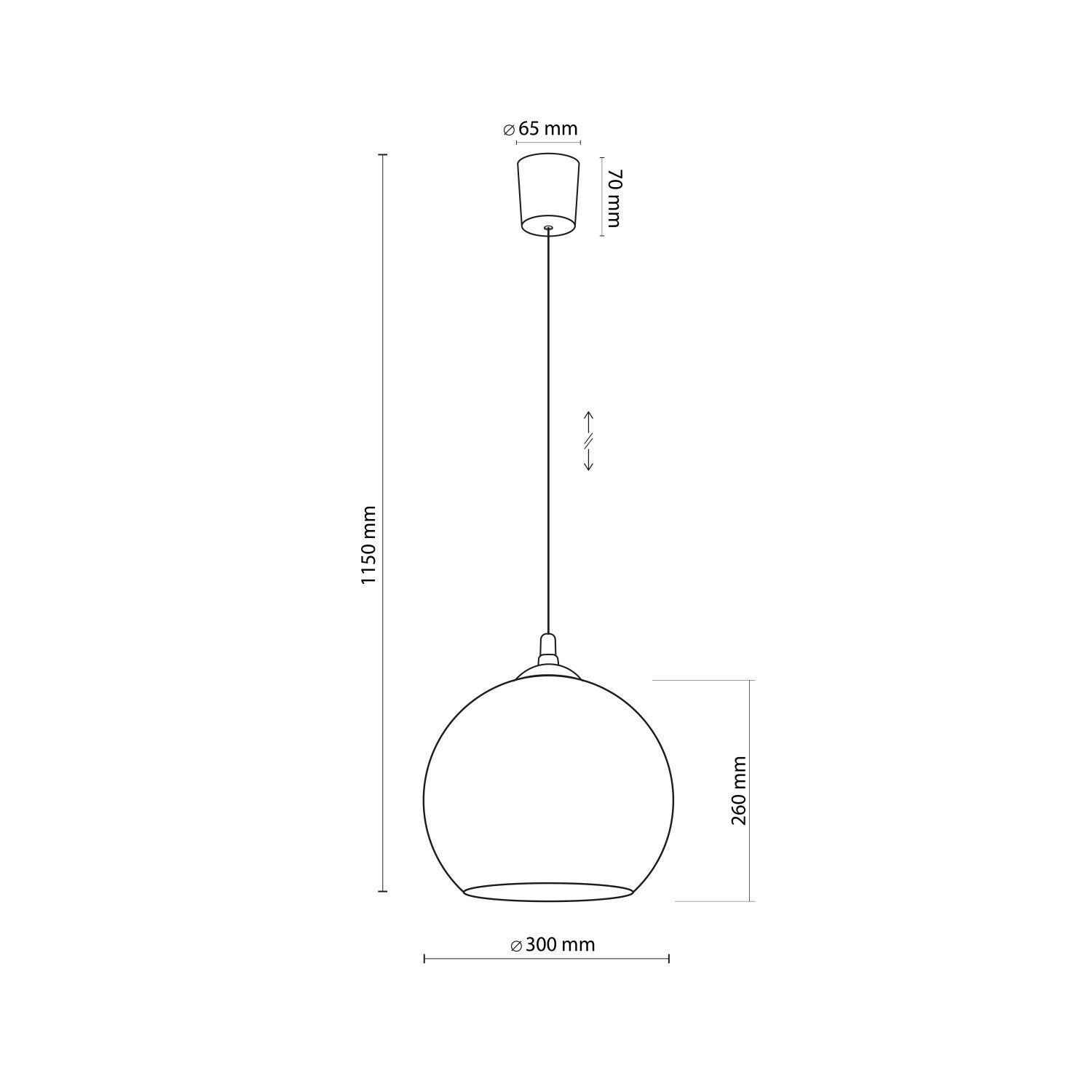 Pendelleuchte rund Ø 30 cm Schwarz Grau Kugel Glas E27