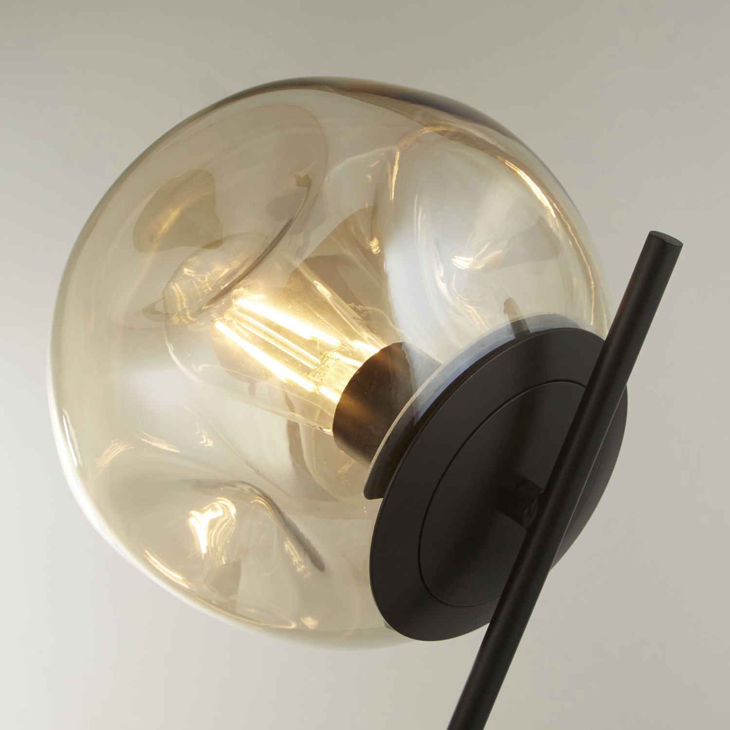 Tischleuchte E27 57 cm Schwarz Champagner Glas Metall