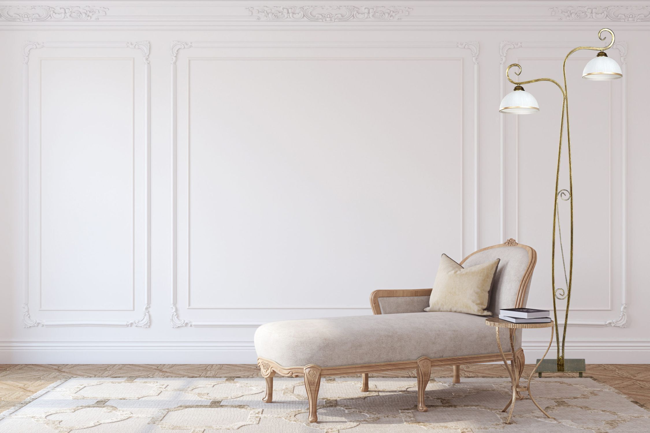 Stehleuchte Gold Antik Weiß Metall Glas 2-flammig Lampe, Mobiliar