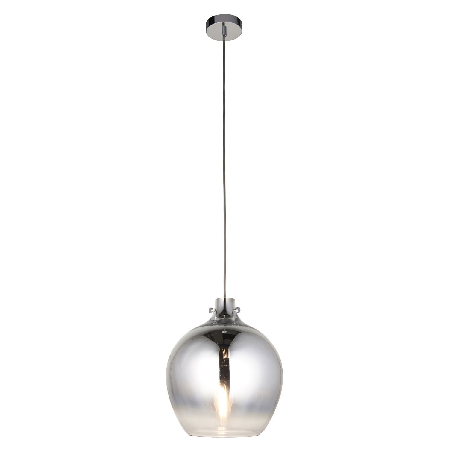 Hängelampe Rauchglas Metall Ø 32 cm Chrom Spiegelgrau E27