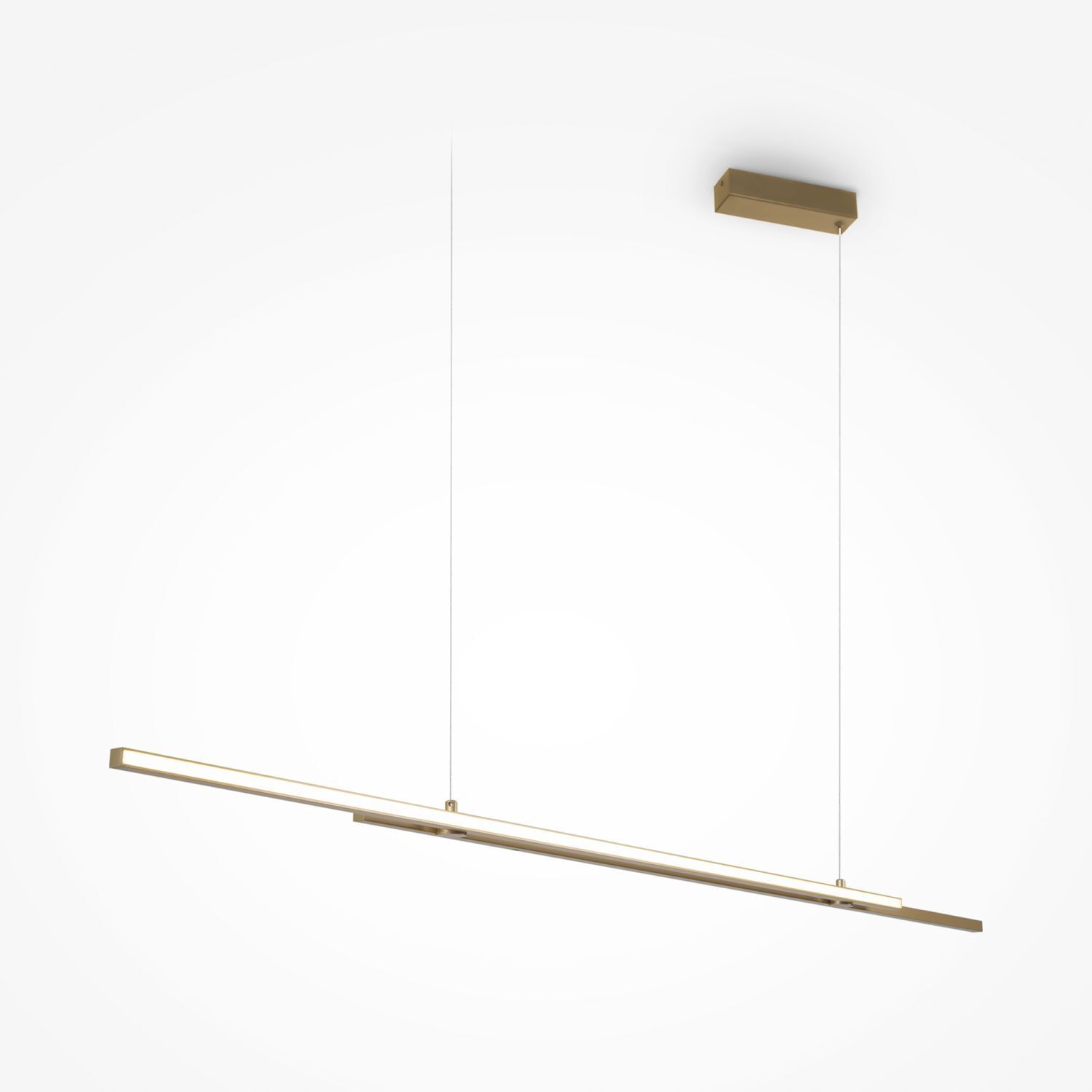 LED Pendelleuchte Aluminium H: max. 120 cm in Messing Weißes Brett, Regal