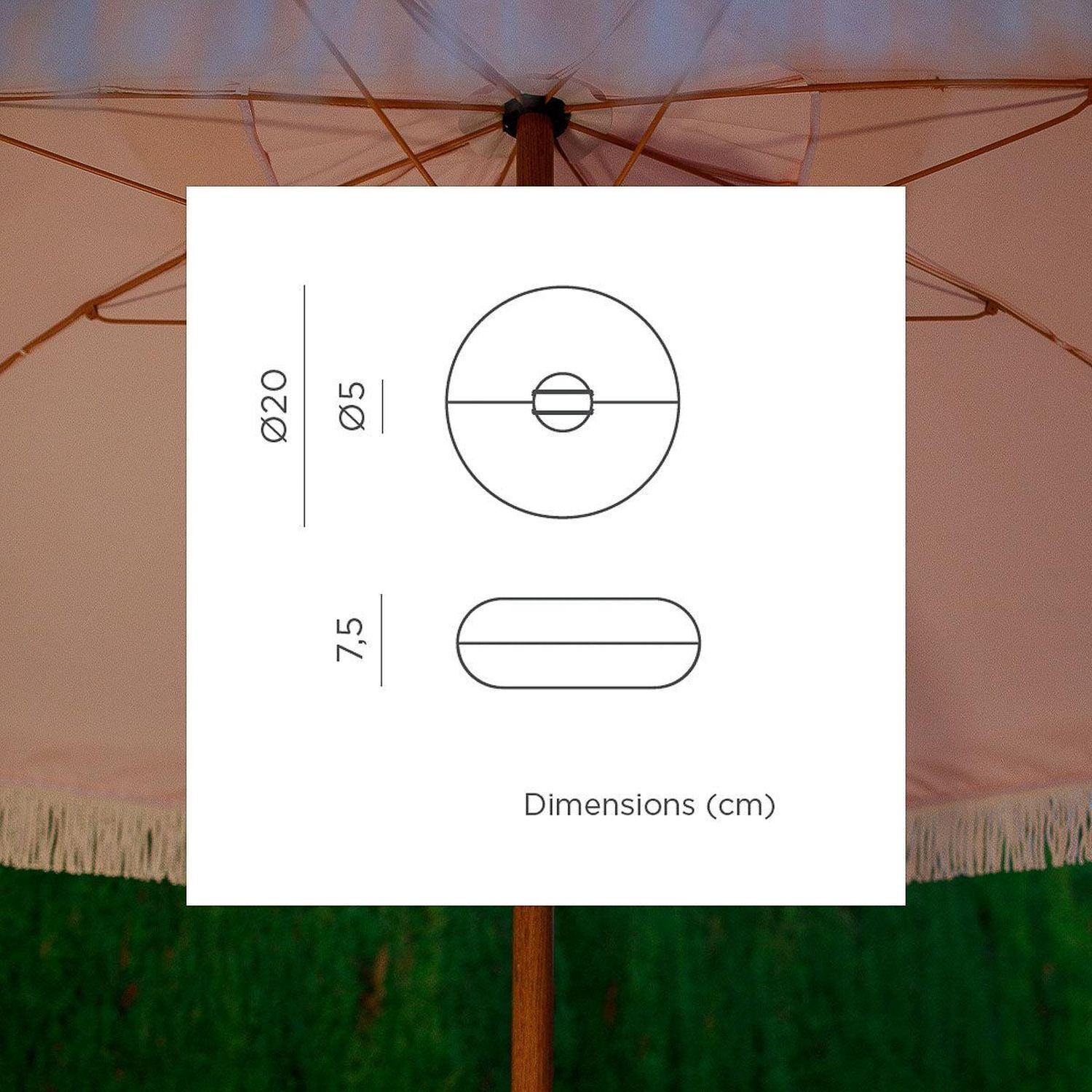 LED Sonnenschirmleuchte Ø 20 cm Farbwechsel RGBWW Akku Baldachin, Visitenkarte, Papier, Text