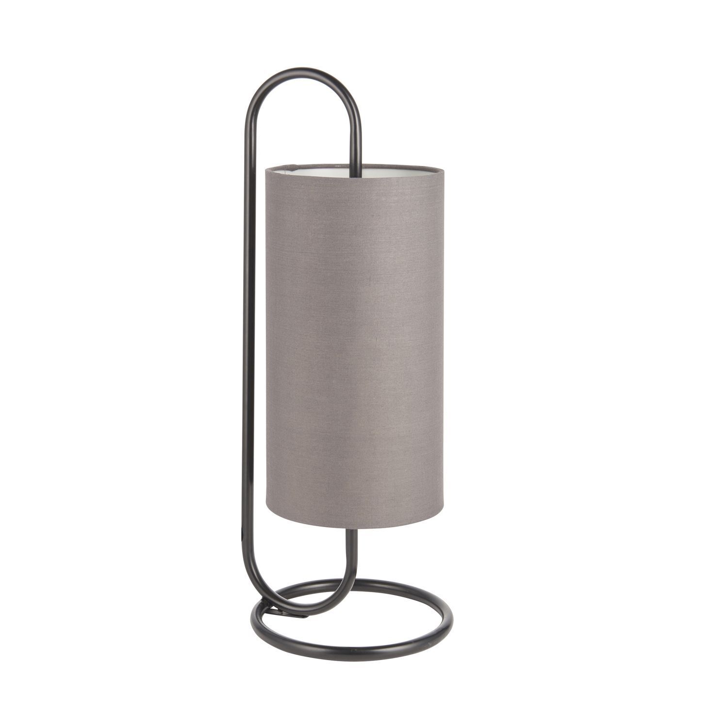 Tischlampe Schwarz Grau aus Stoff Metall 50 cm E27 Modern