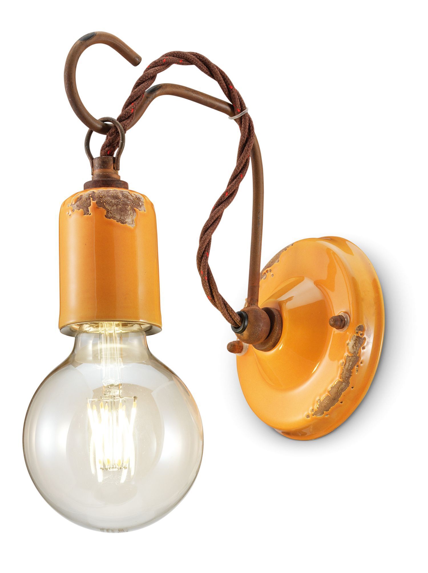 Wandlampe Metall H: 18 cm Gelb Shabby Antik E27 ARASI