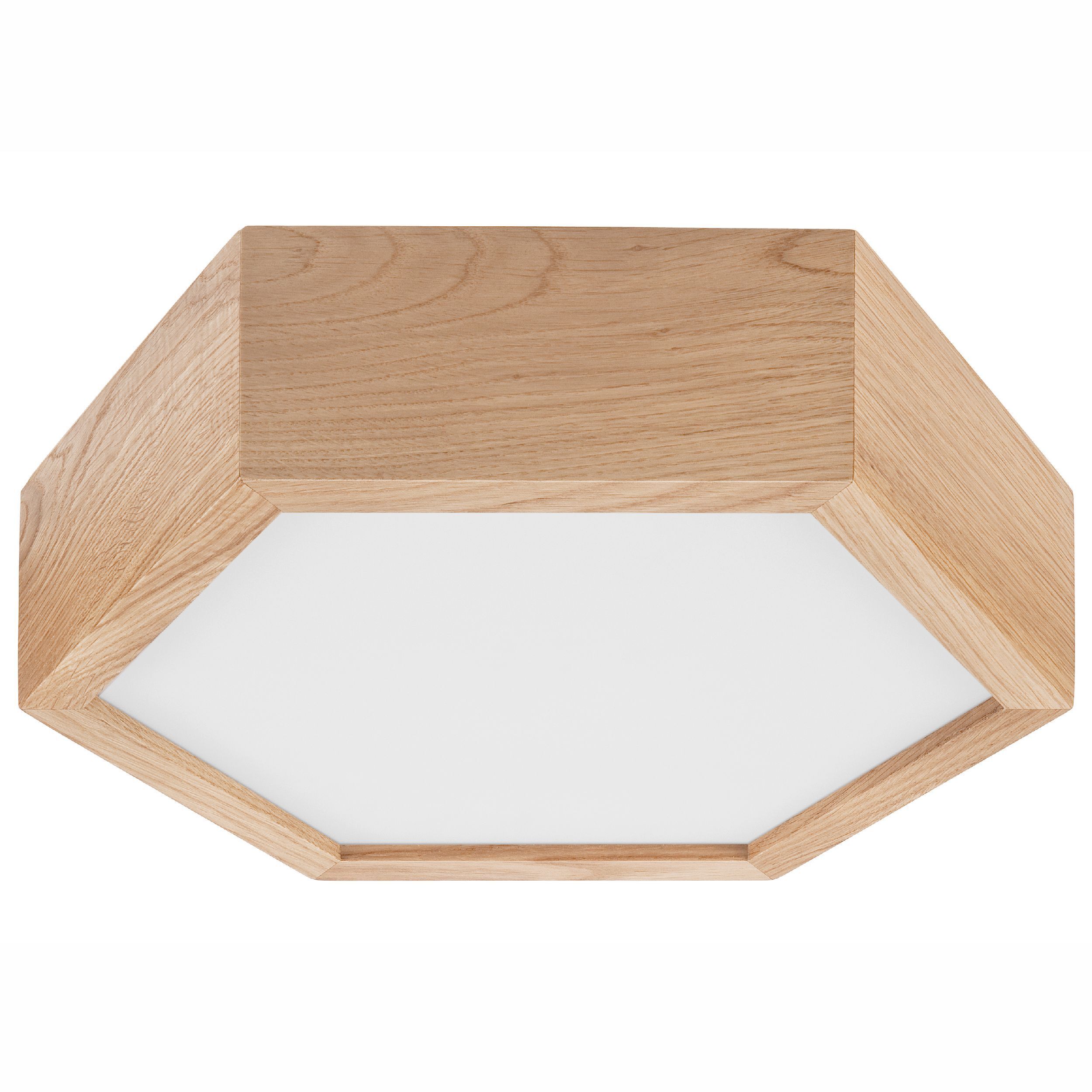 Deckenlampe Holz Glas 6-eckig E27 32 cm breit Wohnzimmer