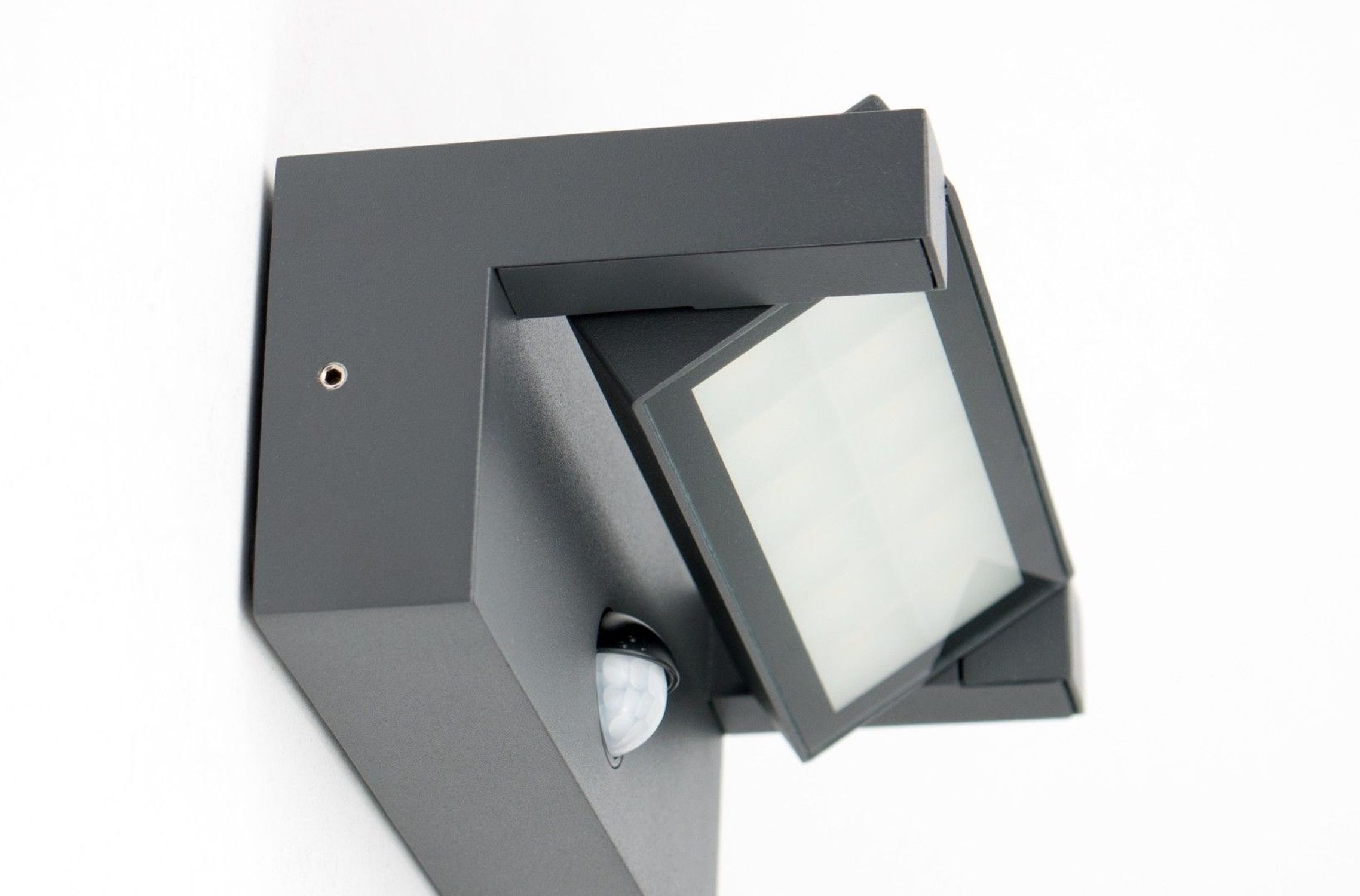 LED Wandlampe Außen mit Bewegungssensor Aluminium Glas Beleuchtung