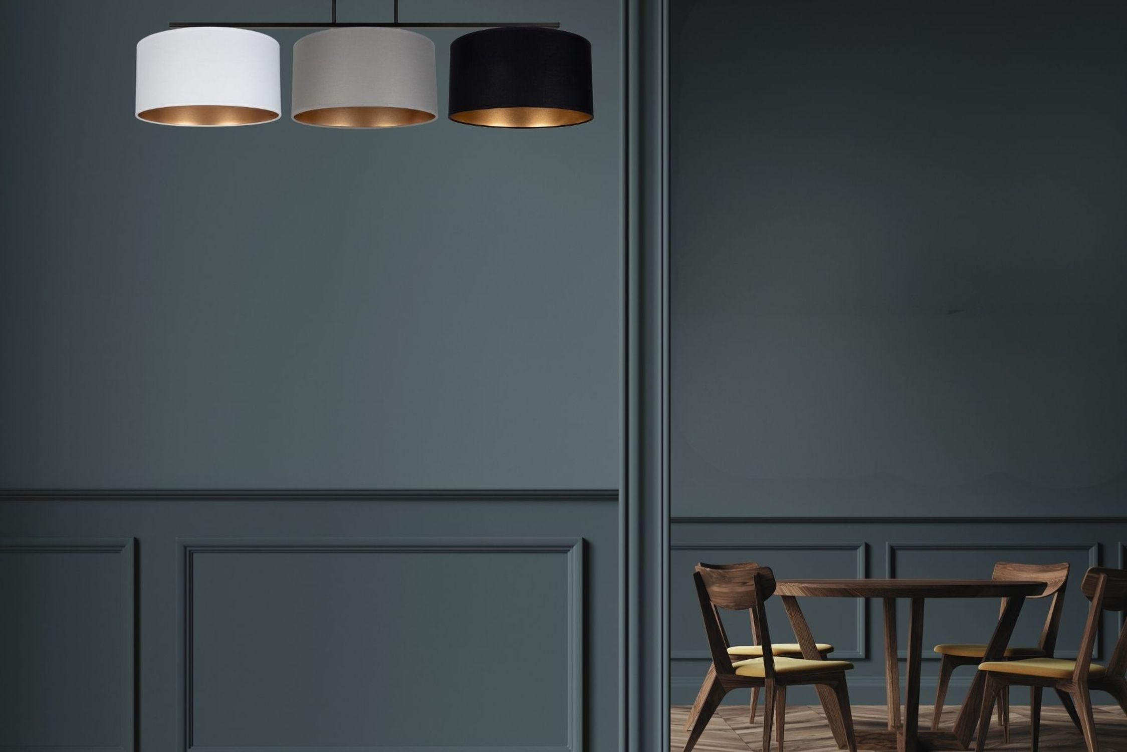 Deckenlampe Stoff Weiß Graphit Schwarz E27 100 cm lang Lampe