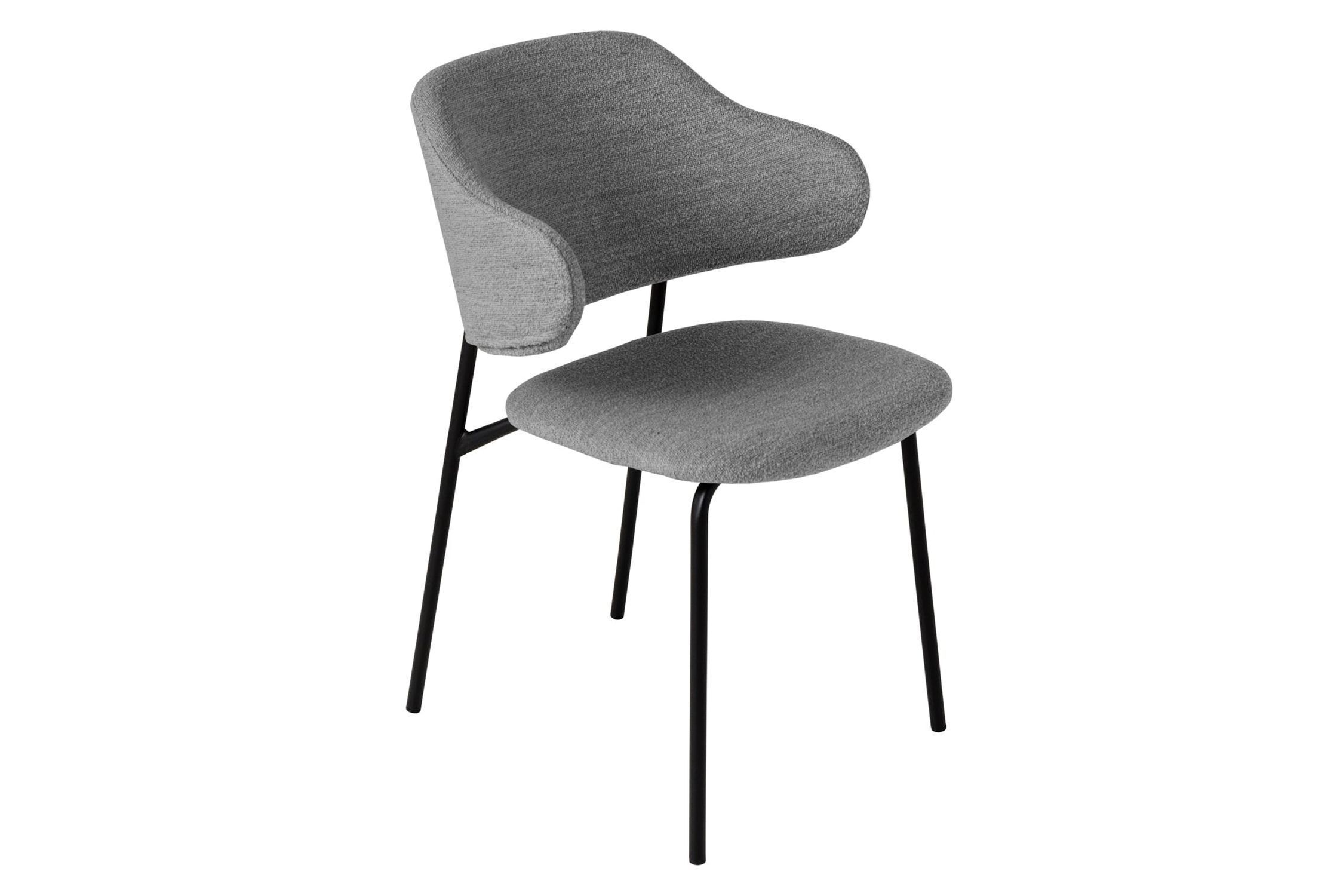 Esszimmerstuhl Bouclé Metall B: 58 cm in Grau Schwarz
