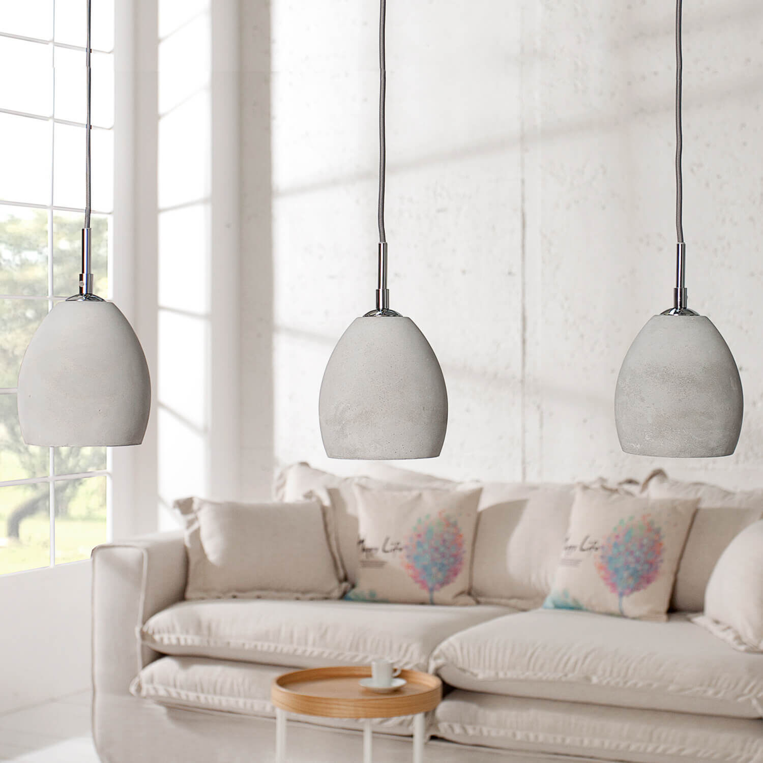 Hängelampe aus Beton E14 Modern Design besonders Dekoration für Zuhause, Couch, Wohnzimmer, Lampe, Kissen