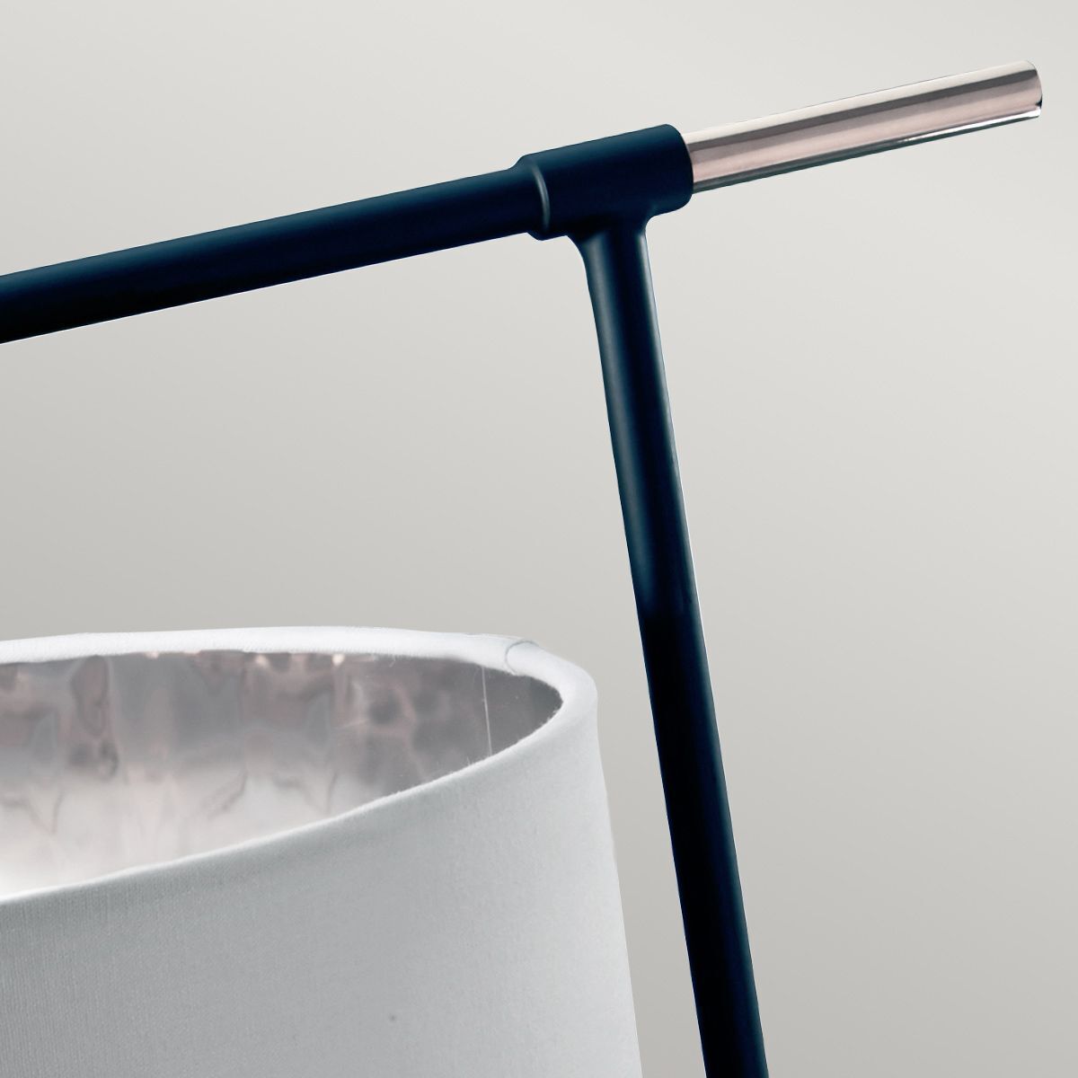Tischlampe Wohnzimmer Schwarz Weiß Nickel poliert E27 66 cm