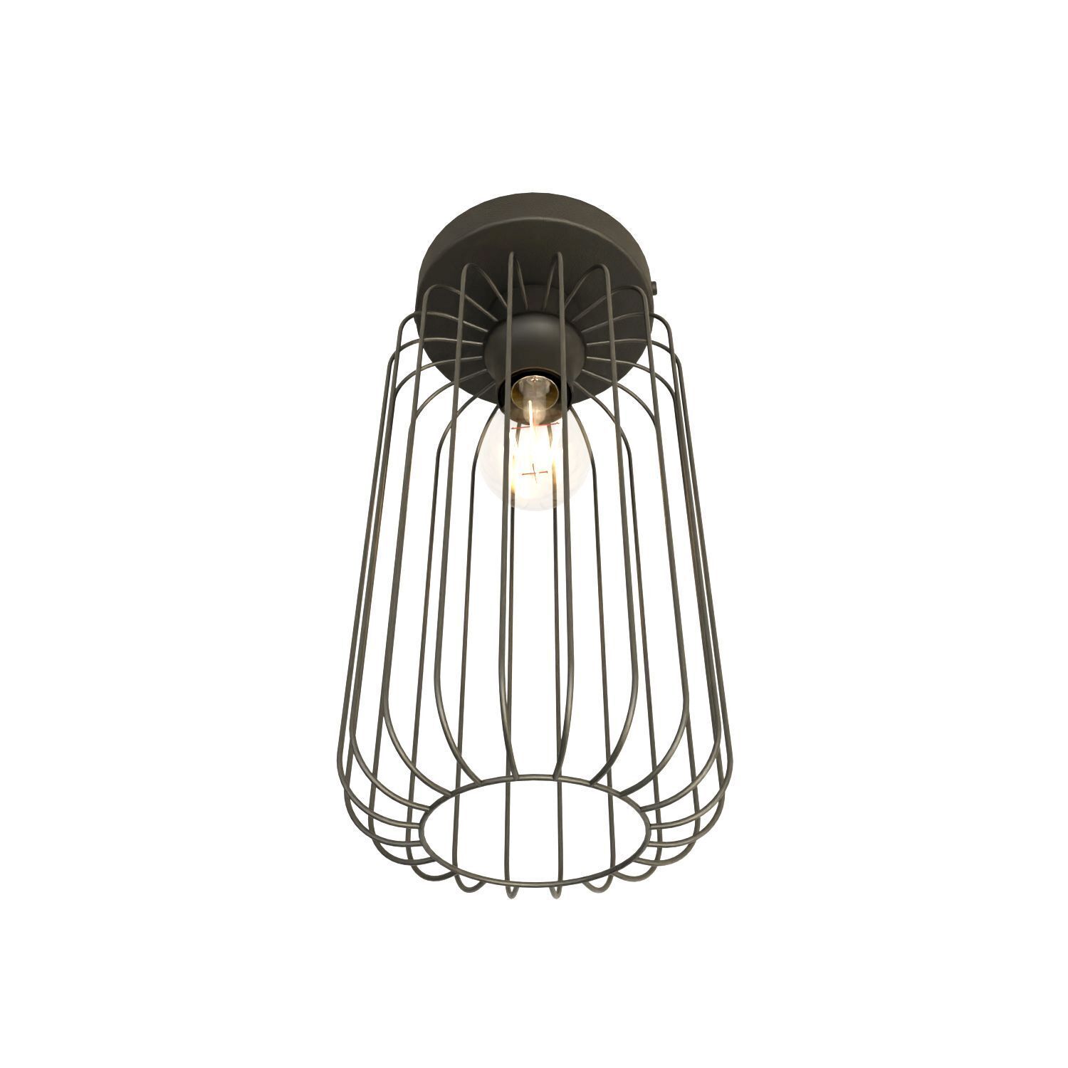 Draht Deckenlampe Schwarz Metall E27 Ø16 cm rund Retro