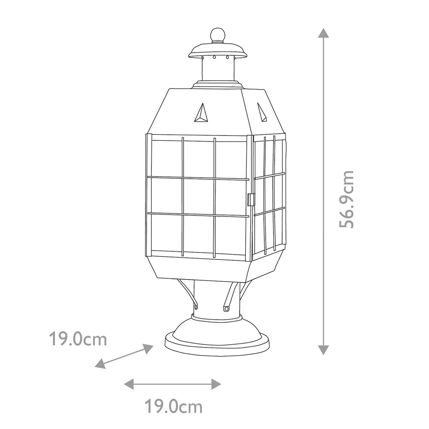 Sockelleuchte außen Messing massiv Glas 56,9 cm IP44 E14