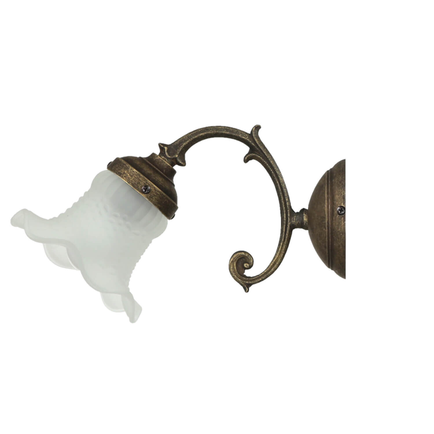 Wandleuchte Weiß Glasschirm Vintage Ricciolo Bronze, Leuchte, Lampe, Rauchrohr