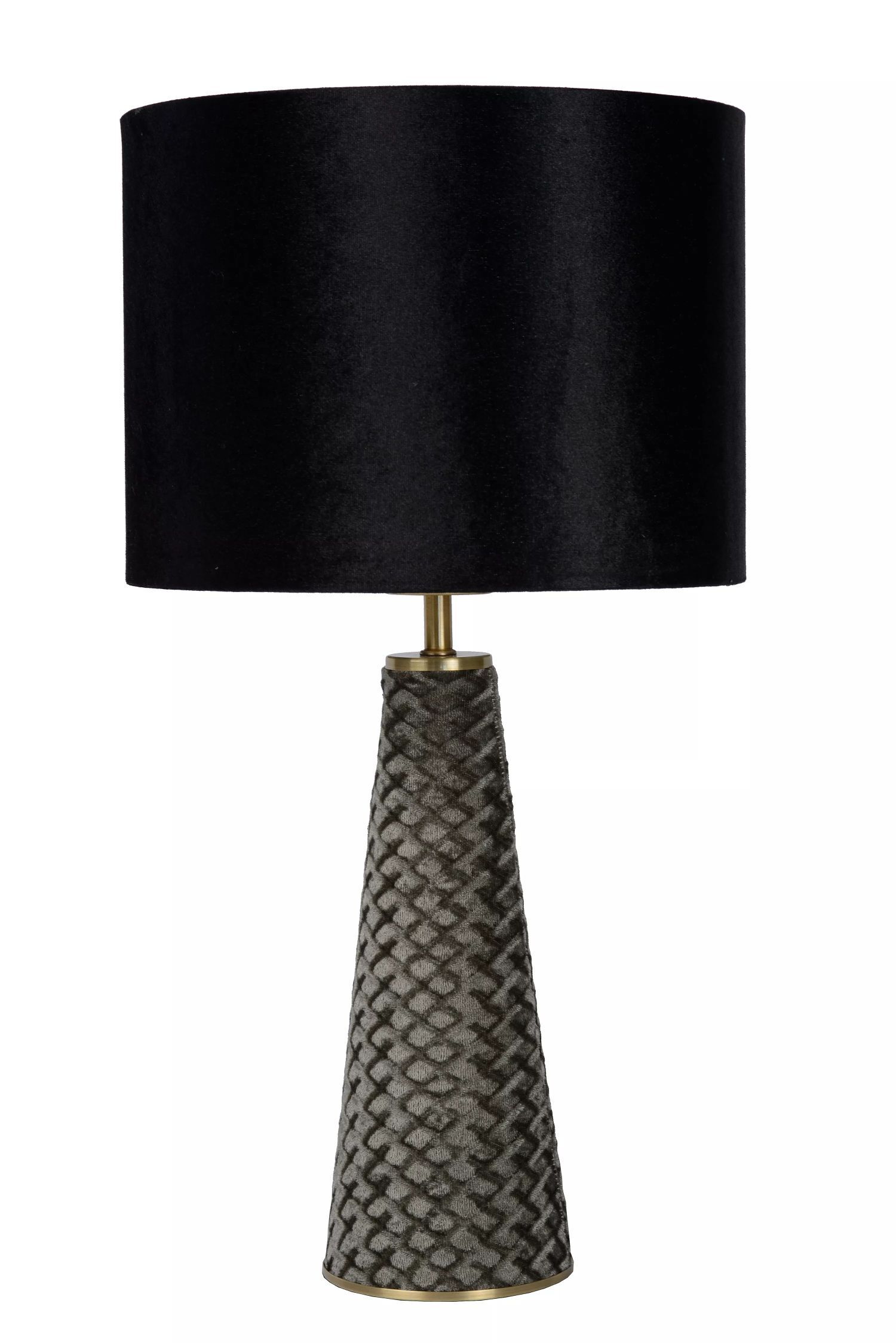 Tischleuchte Modern Stoff Metall Grau Schwarz E27 47 cm