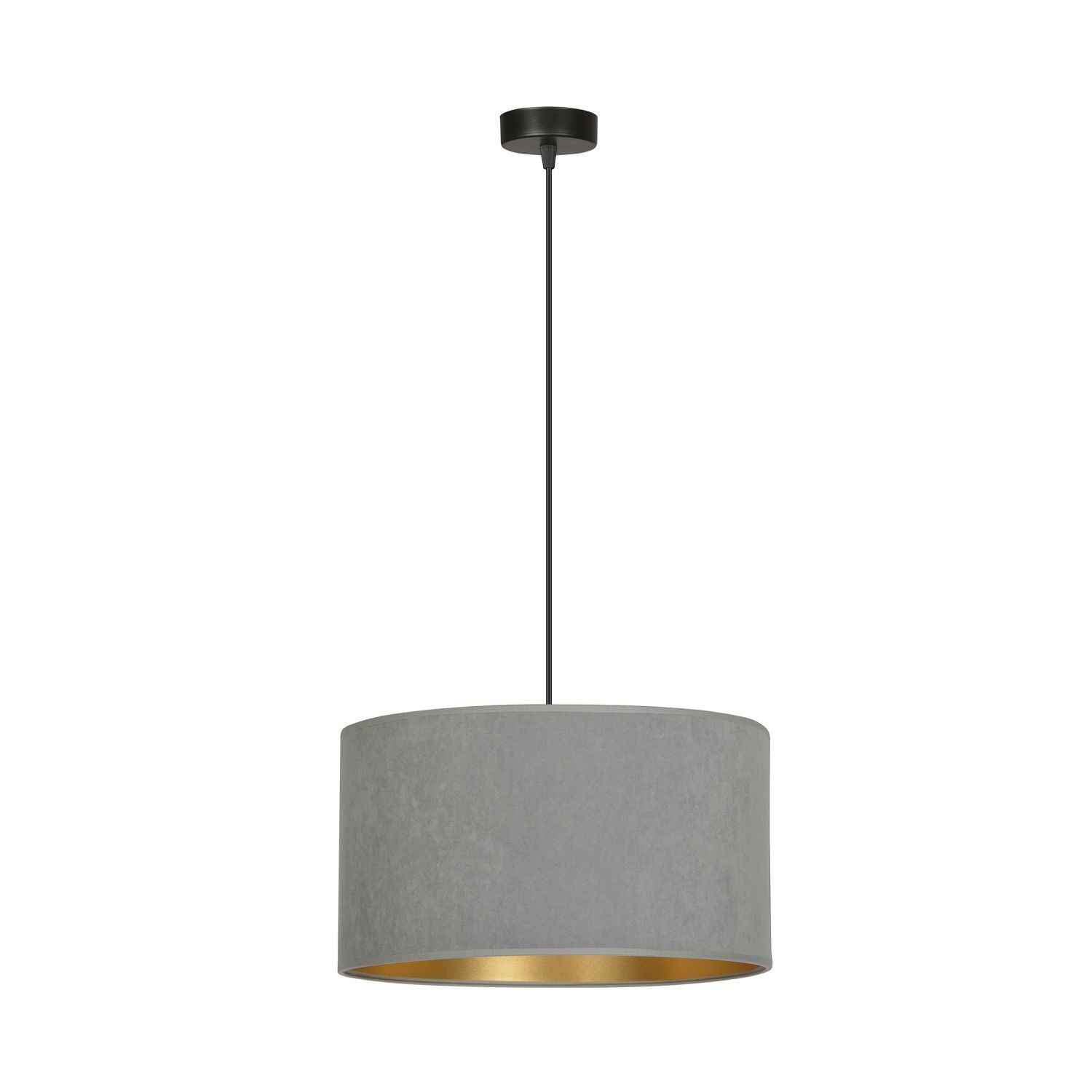 Hängelampe Stoff Ø 35 cm rund Modern Schwarz Grau Gold E27 Lampe