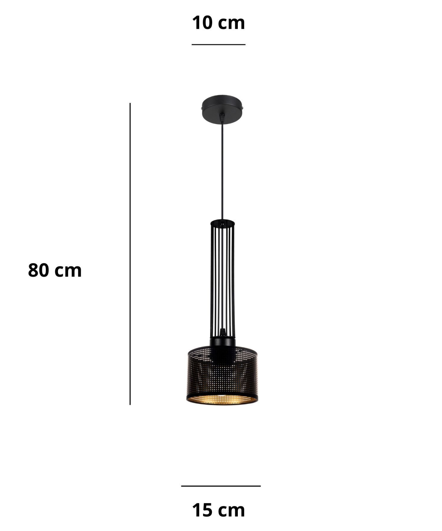 Hängelampe, Metall, Schwarz, Lounge-Lampe, Perforierte Schirmpe