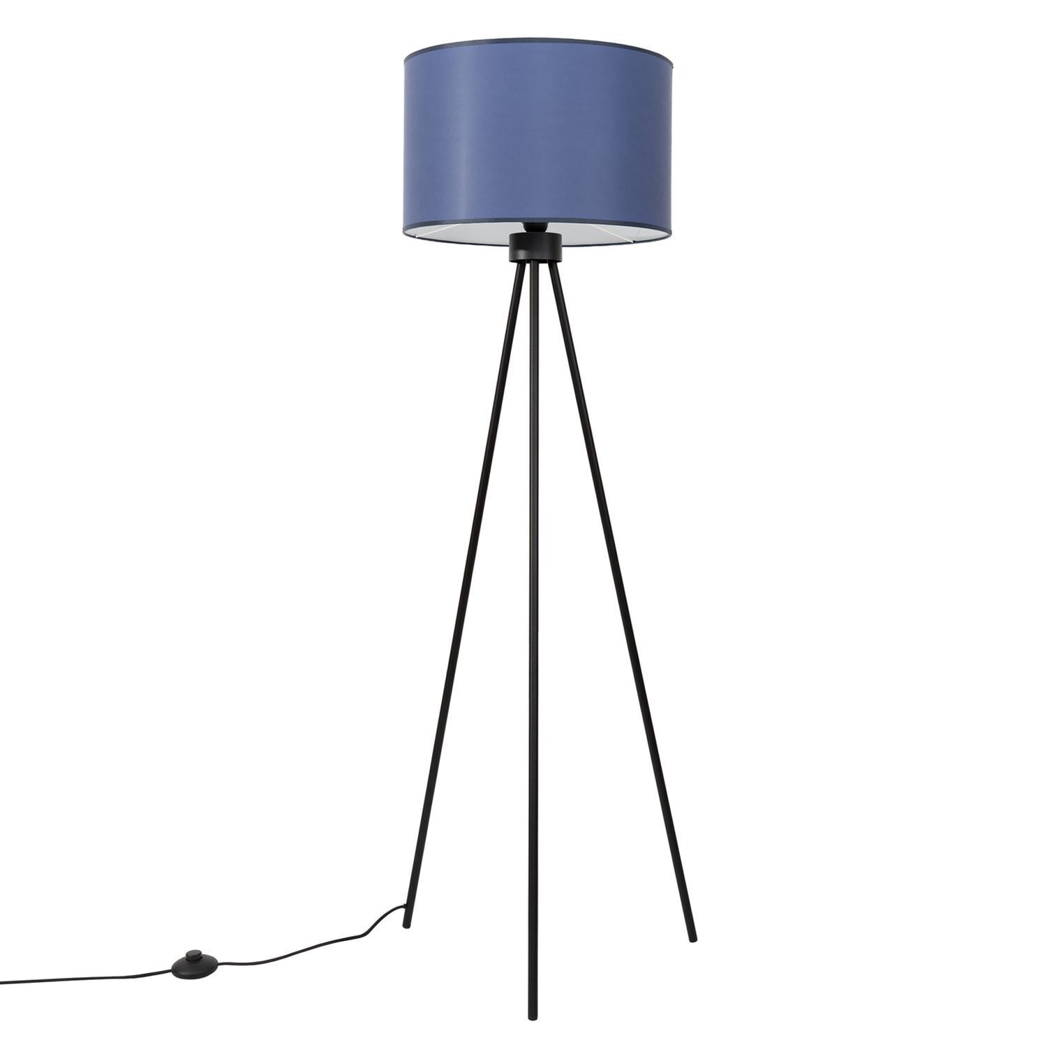 Stehleuchte Tripod Stoff Marine Blau E27 H:135 cm Lampe, Stativ