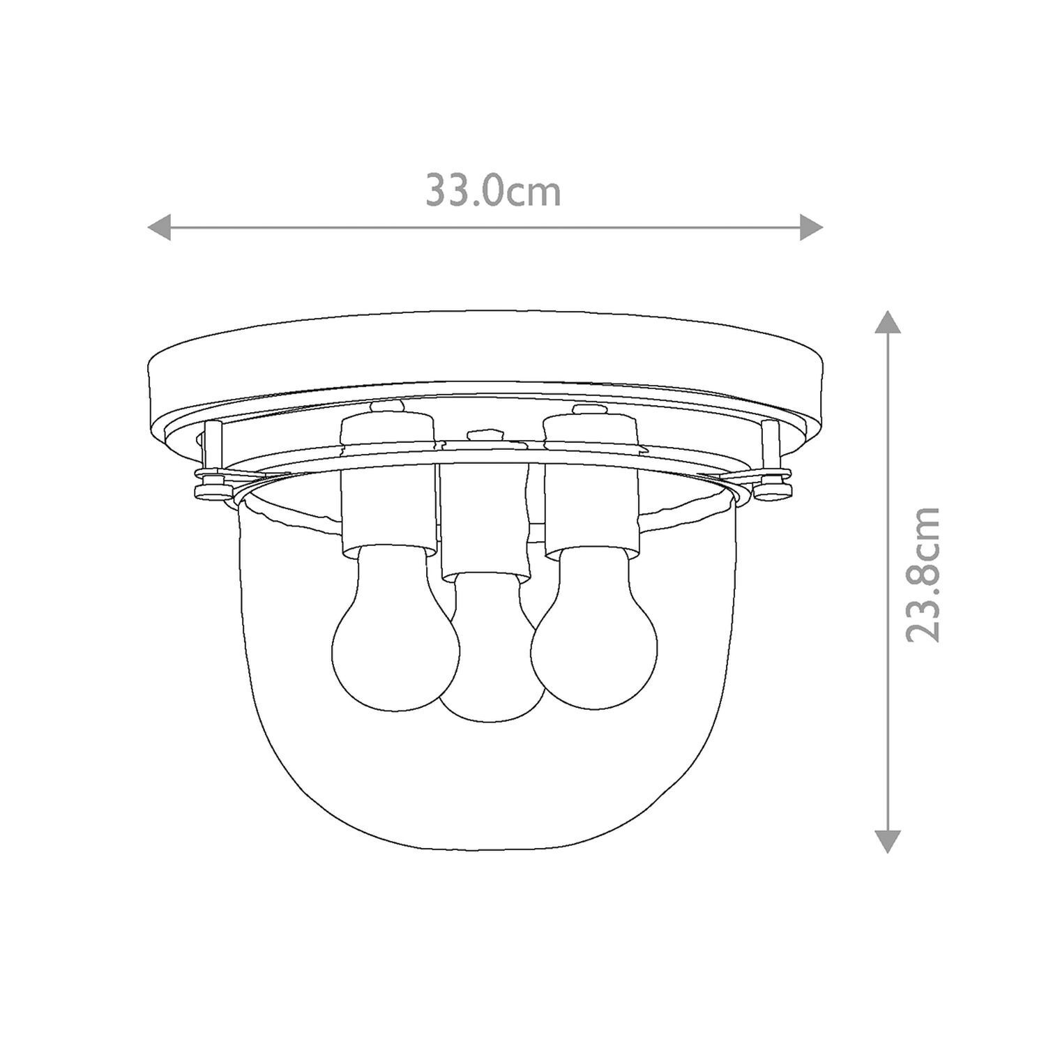 Badezimmerleuchte Decke D: 33 cm rund IP44 in Messing 3x E27