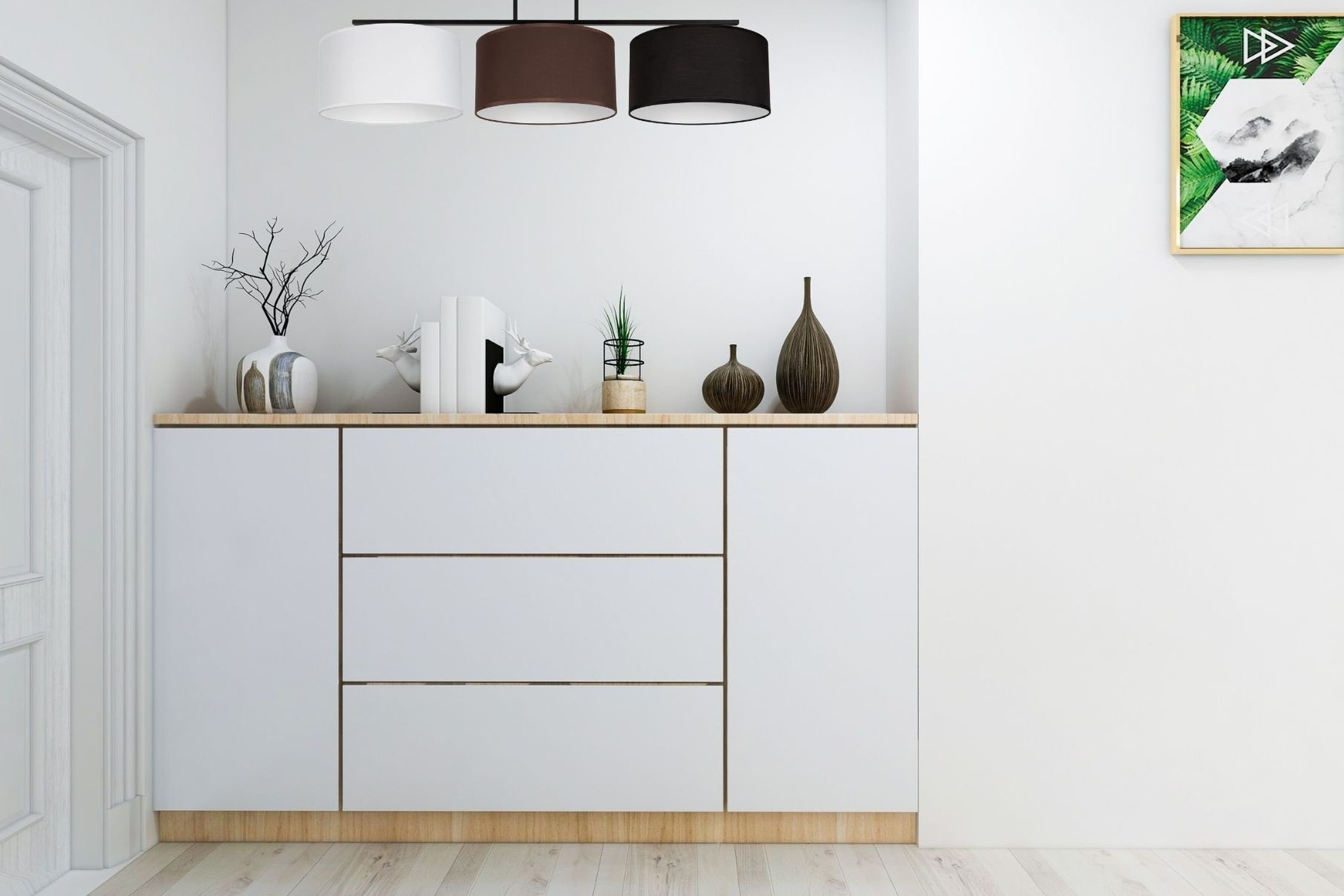 Lange Deckenleuchte Stoff Weiß Braun Schwarz E27 100 cm Moebel, Anrichte, Gemälde, Innenarchitektur, Kabinett