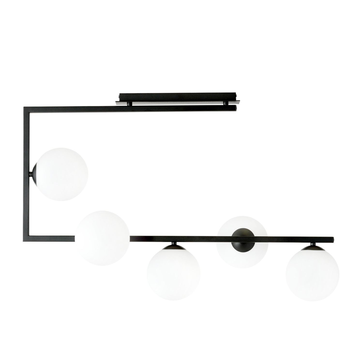 Deckenleuchte groß L: 83 cm H: 55 cm Metall Glas Schwarz Weiß