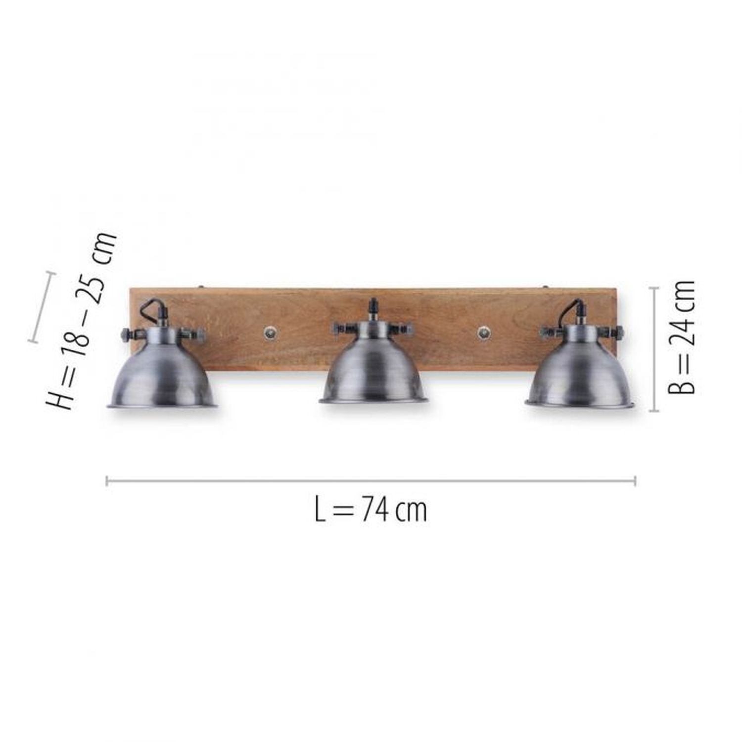 Industrial Deckenspot Holz Metall in Eisen E14 74 cm