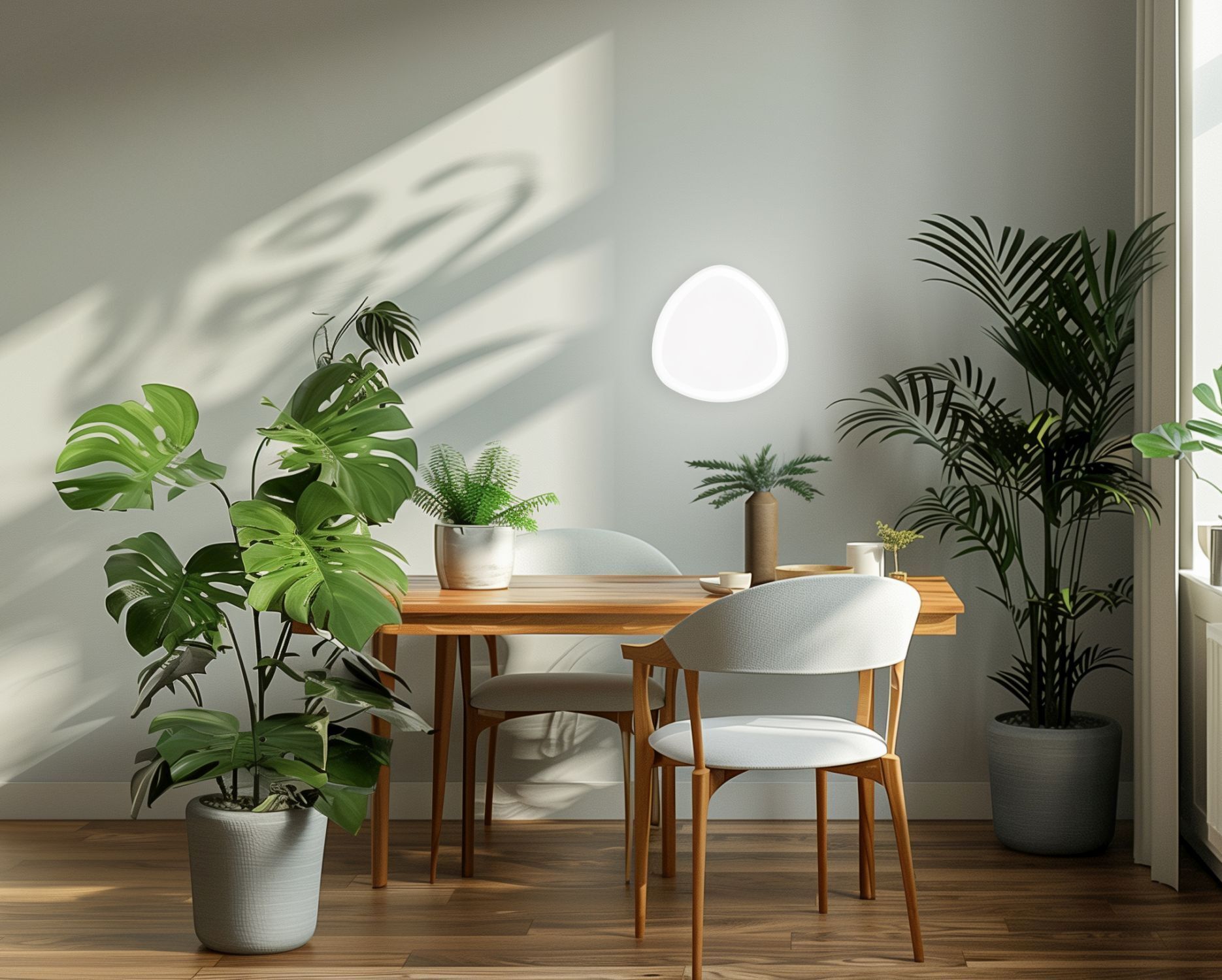 Esstisch, Holztisch, Küche, Pflanzen, Sessel