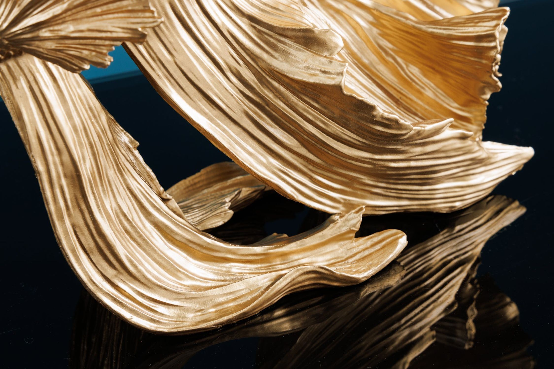 Dekostatue Polyresin in Gold Kampffisch H: 36 cm Holz, Sperrholz