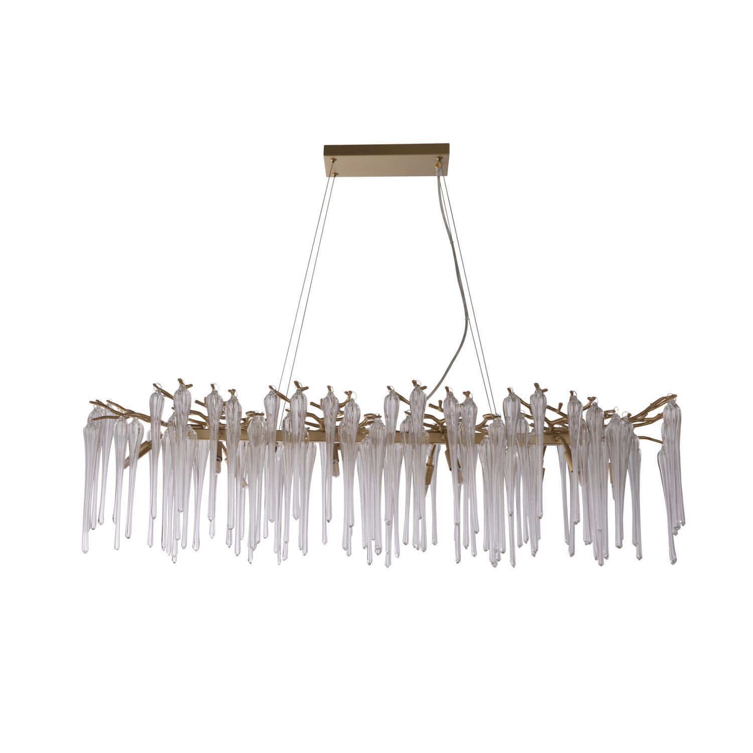Pendelleuchte Metall Glas stilvoll L:117 cm G9 in Gold Leuchter, Lampe