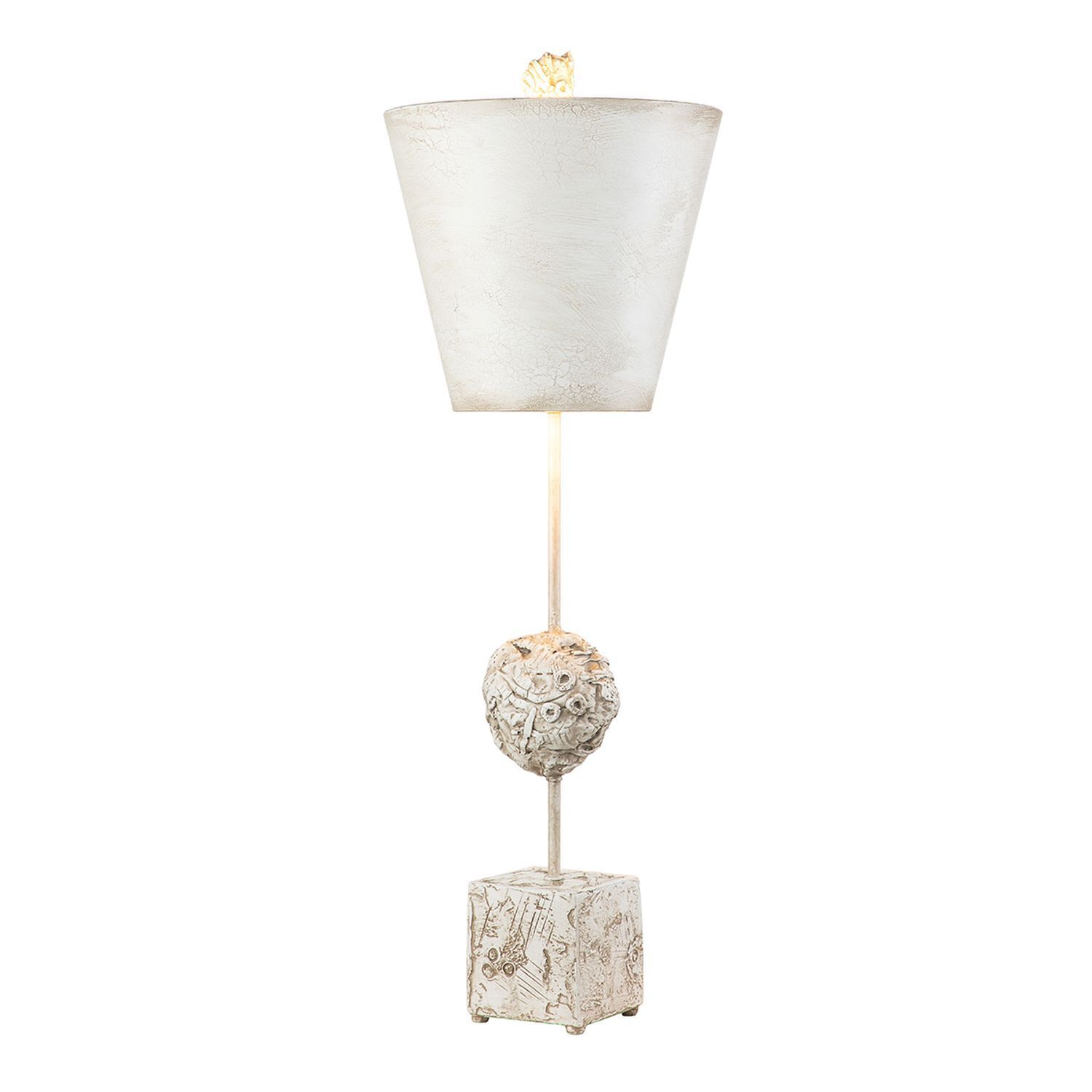 Tischleuchte groß 73,7 cm Creme Weiß Modern XANAD Tischlampe, Lampenfuß, weiße Lampe, skulpturaler Stil, stabiler Sockel