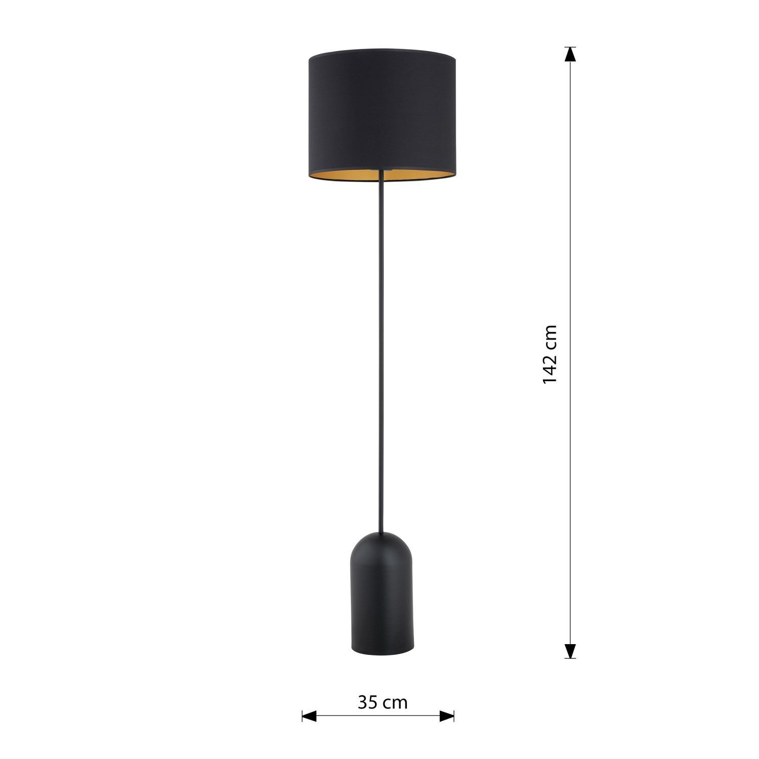 Stehleuchte Metall Stoff 142 cm in Schwarz Gold E27