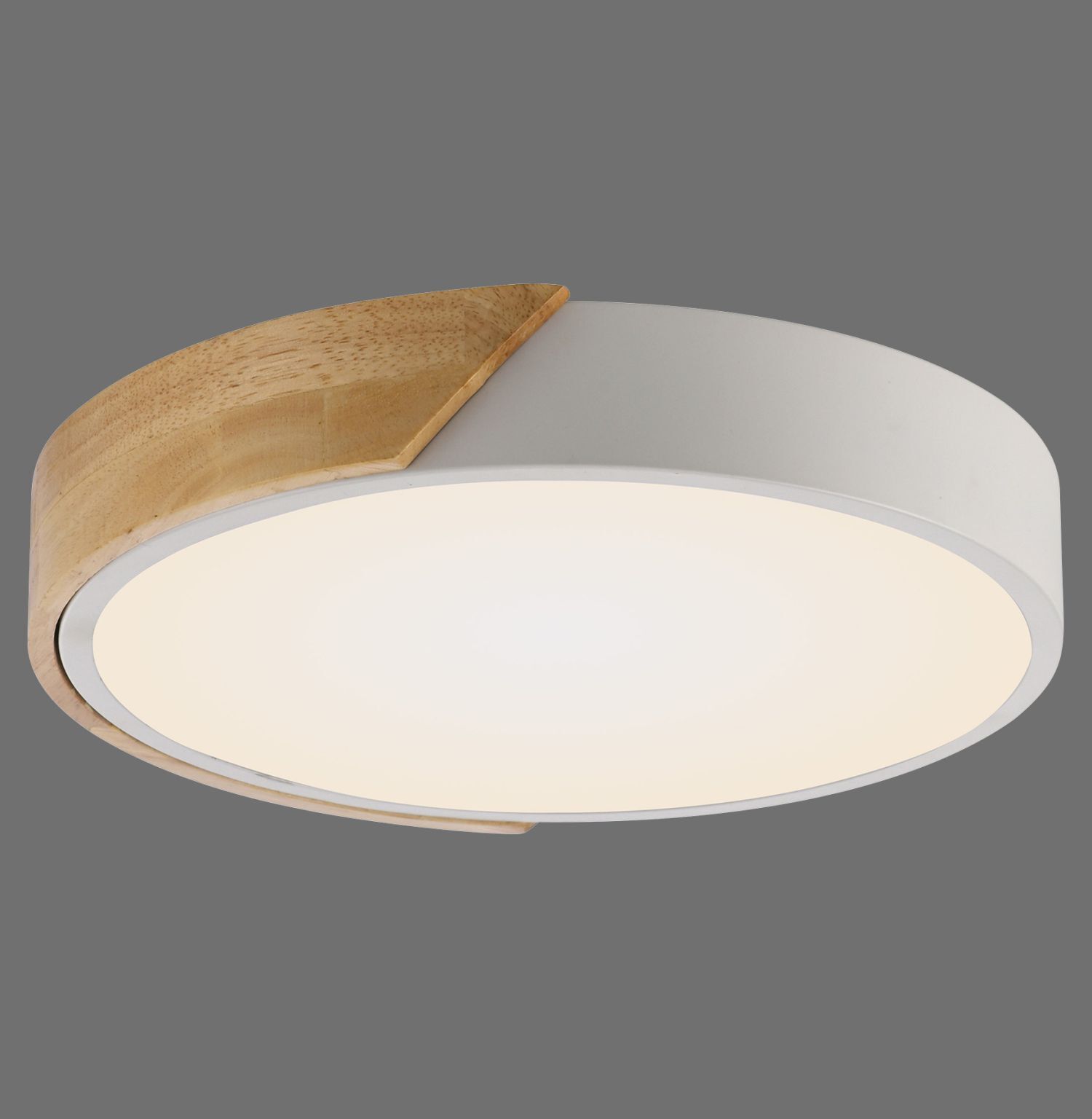 Runde LED Deckenlampe Holz Ø32 cm Weiß Natur 2520 lm