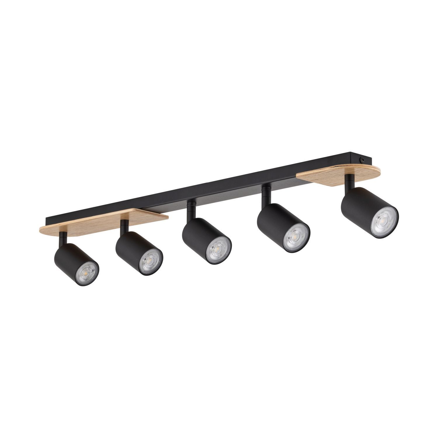 Deckenstrahler Holz Metall 85 cm lang Braun Schwarz 5x GU10 Beleuchtung, Lampe
