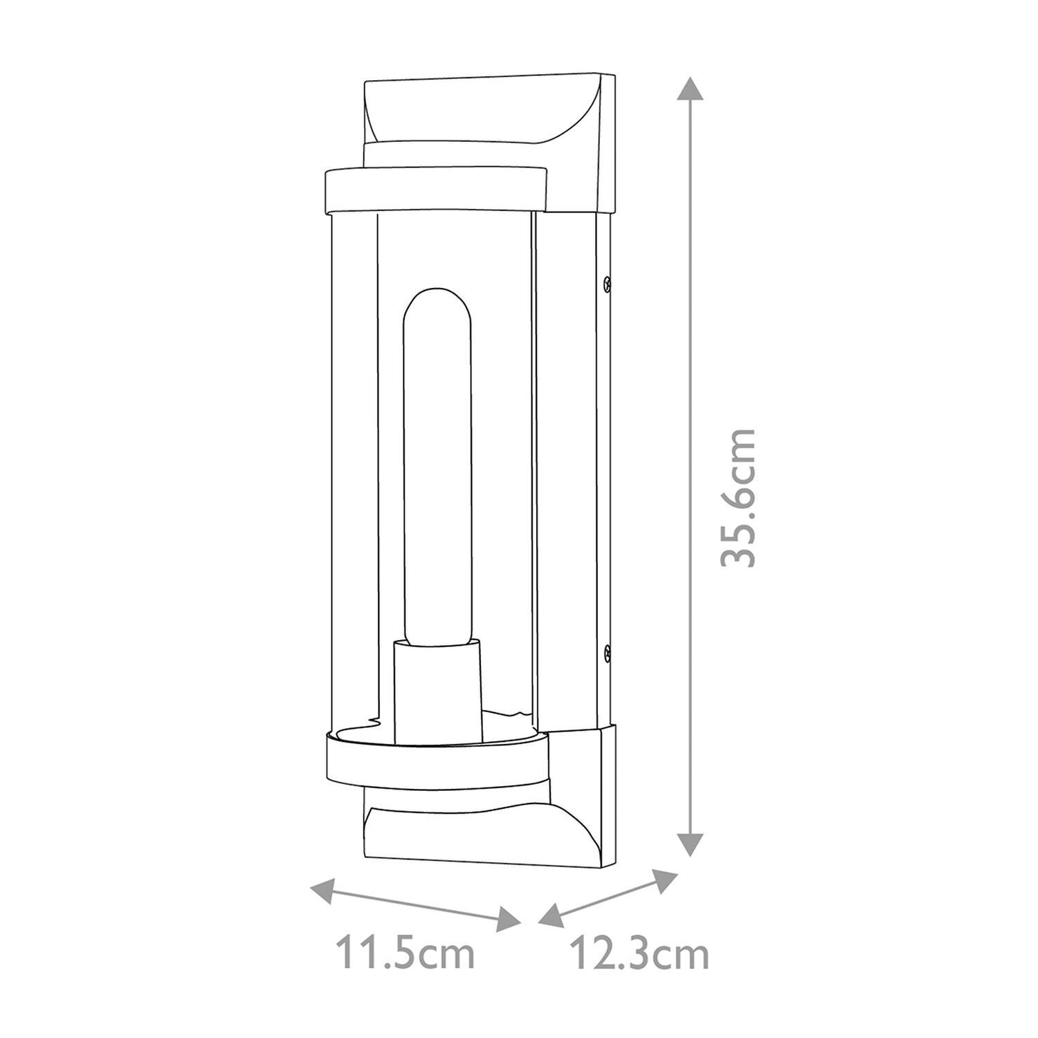 Außenwandlampe E27 IP44 35,6 cm hoch Aluminium Glas