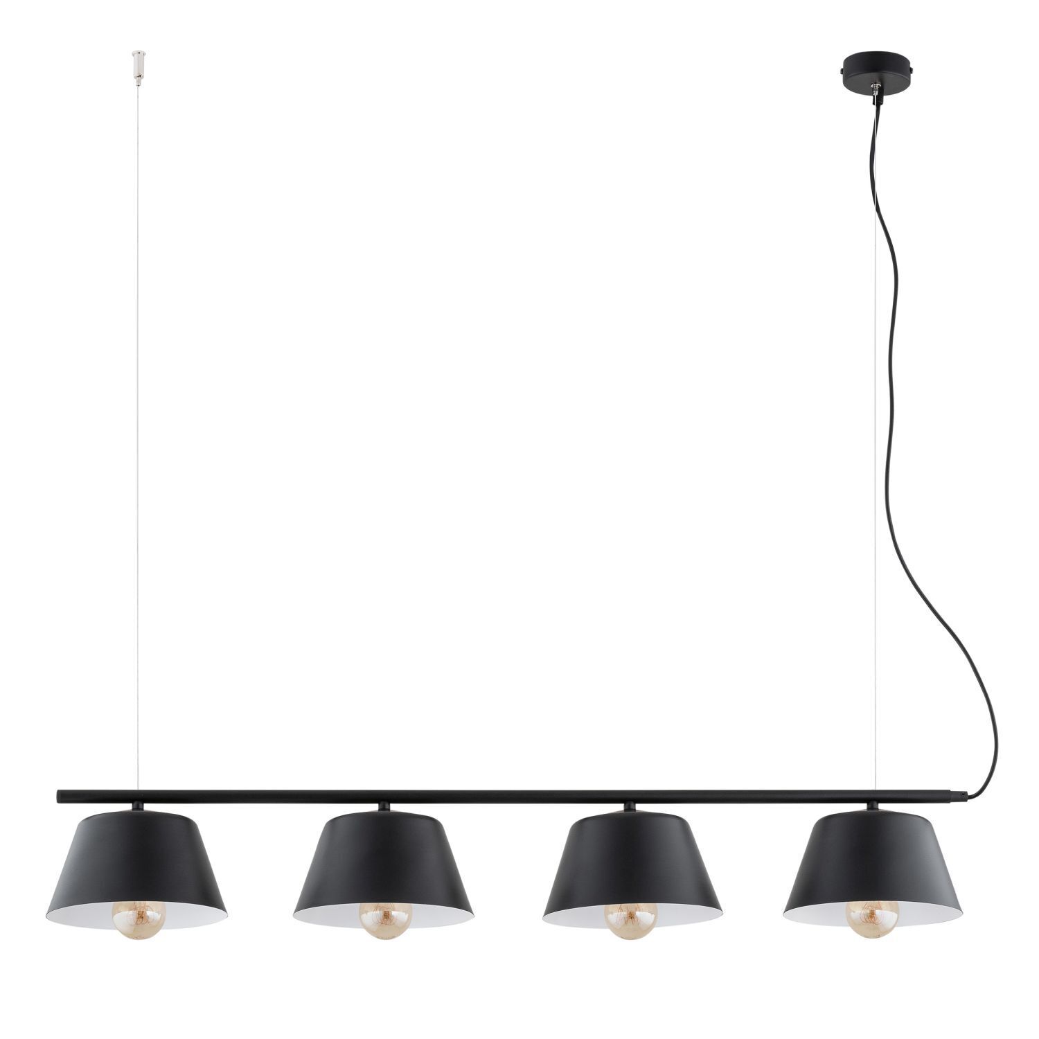 Hängeleuchte Metall B: 100 cm Schwarz E27 4-flammig Modern